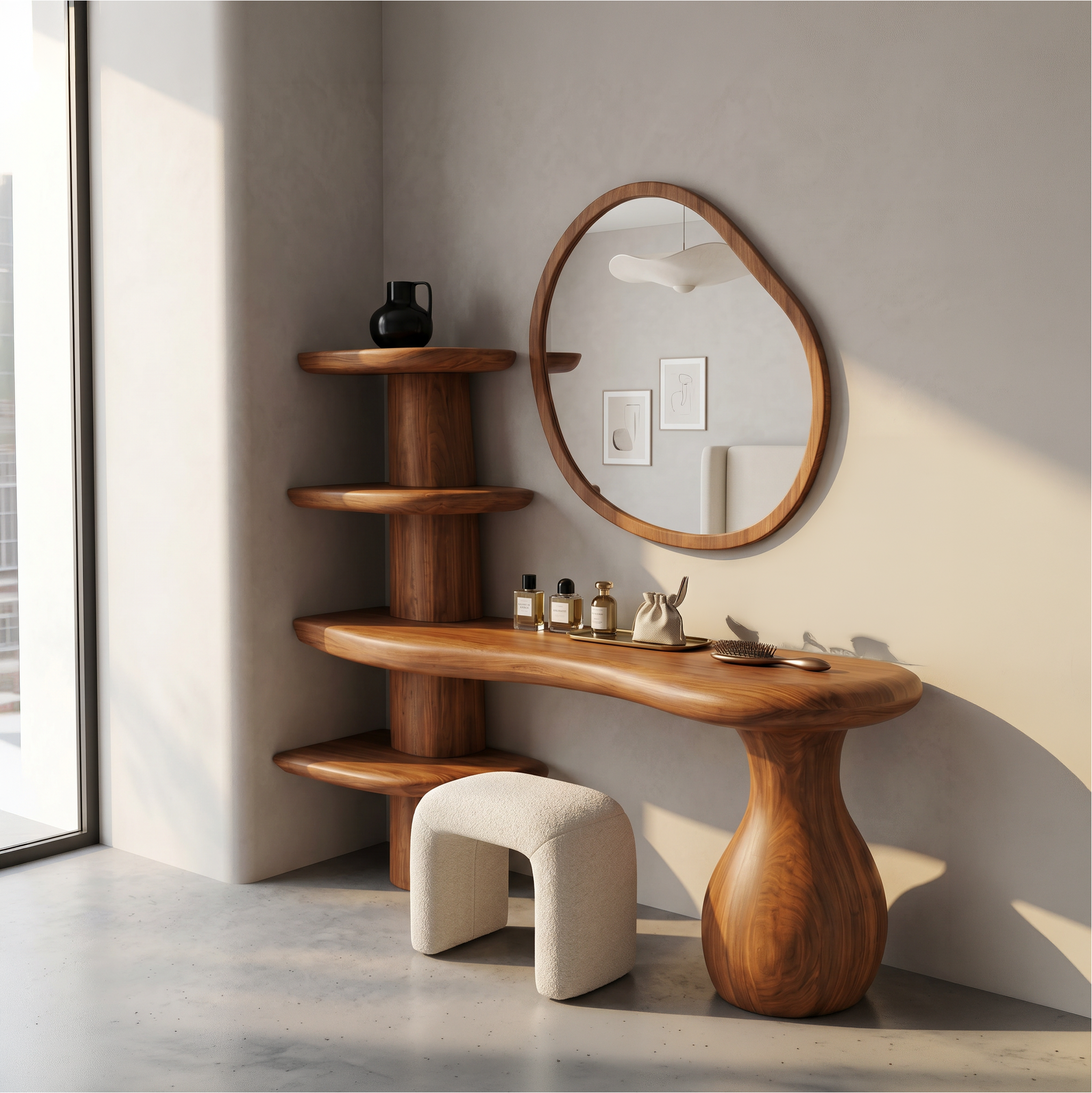 Organic Corner Vanity Table For Bedroom