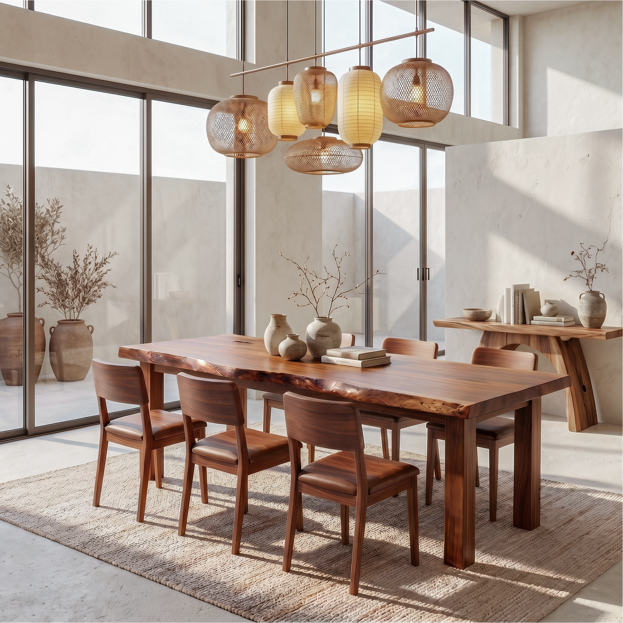 Mid Century Dining Table With Double Pedestal Base For Dining Room