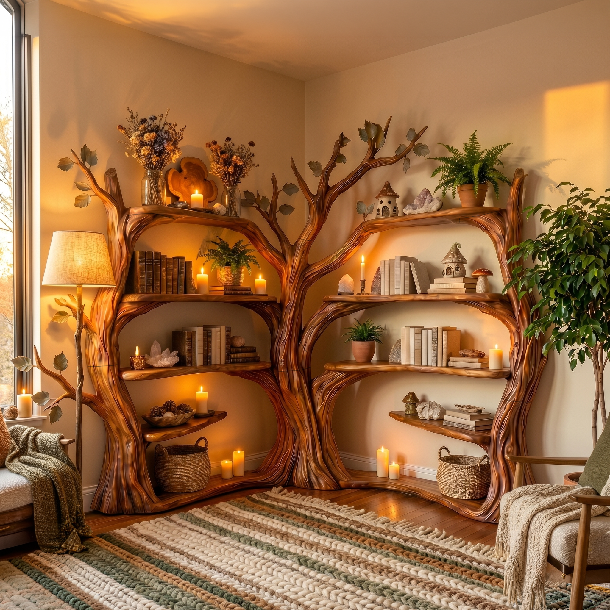Tree Corner Bookshelf For Living Room And Reading Room