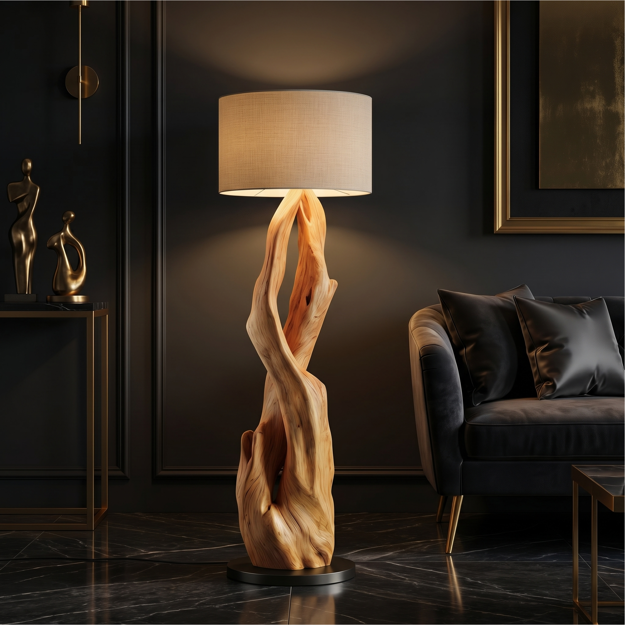 Luxury Organic Modern Sculptural Floor Lamp For Bedroom And Corner