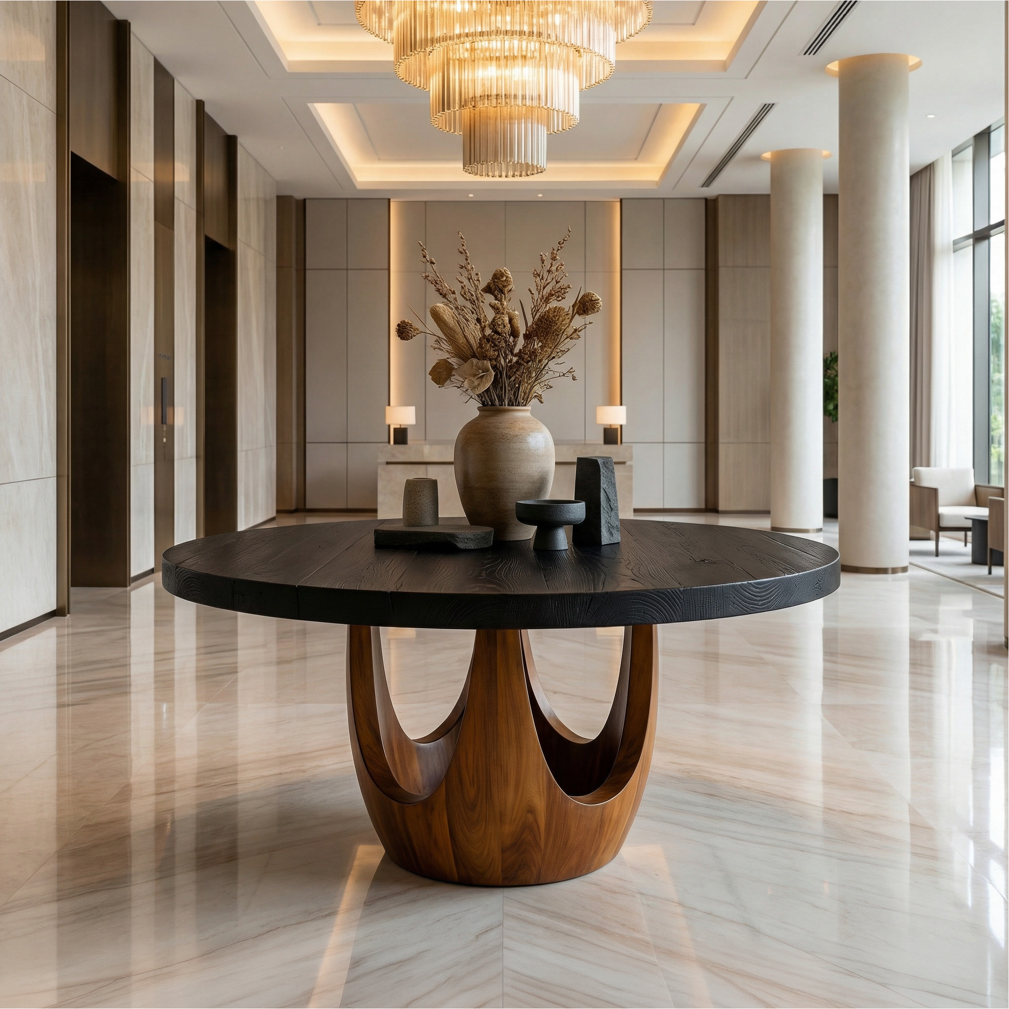 Modern Luxury Round Foyer Table For Entryway And Lobby