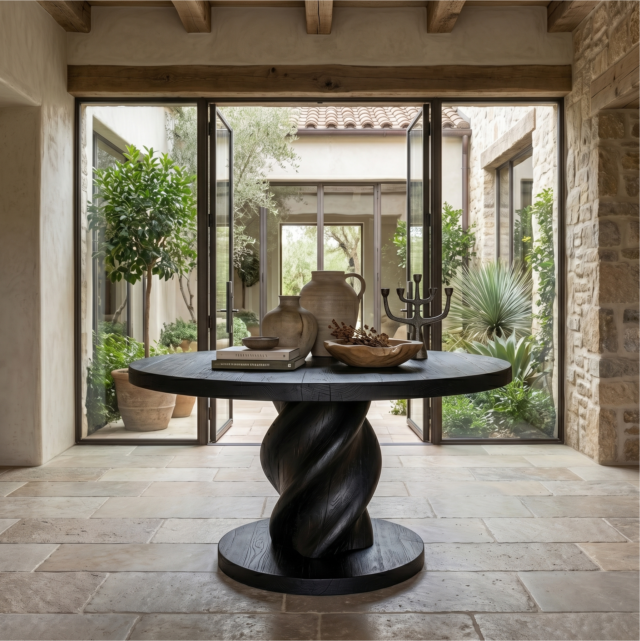 Modern Luxury Statement Round Entry Table For Entryway And Lobby