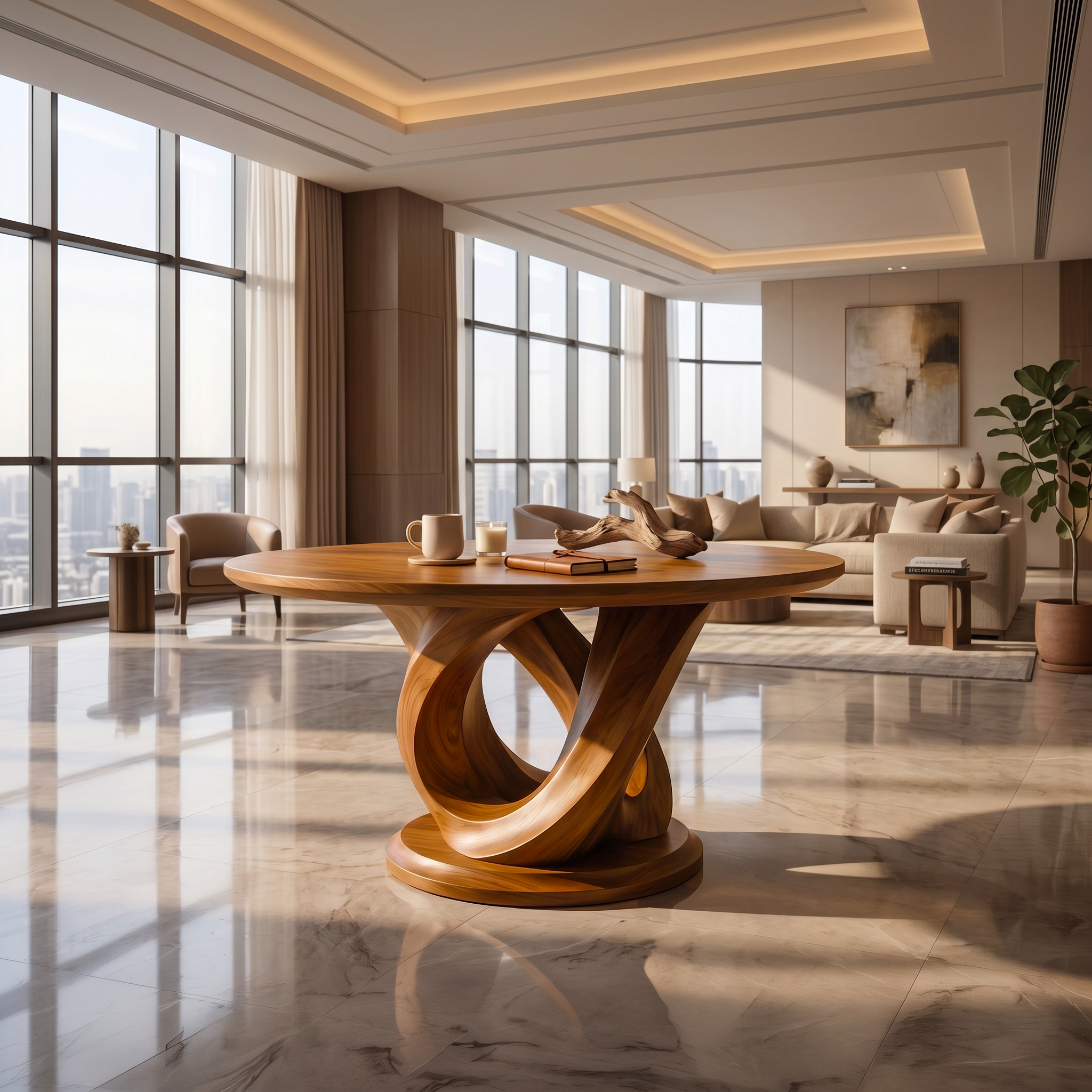 Modern Foyer Table Handcrafted Sculptural Base For Entryway