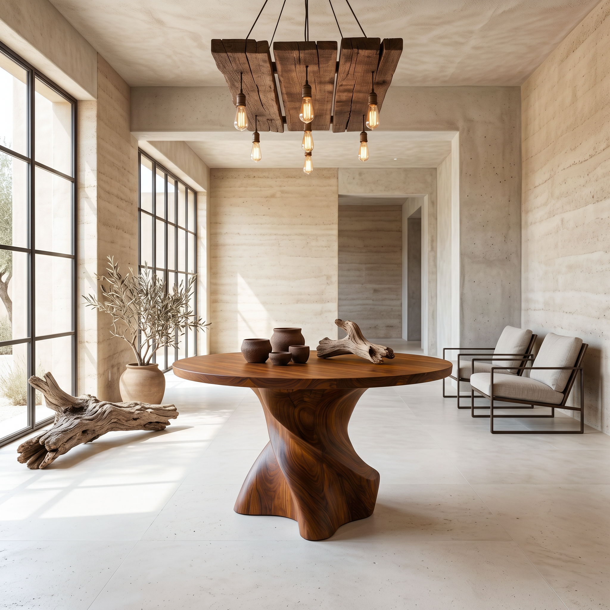 Organic Modern Foyer Table Handcrafted Freeform Design For Luxury Entryway