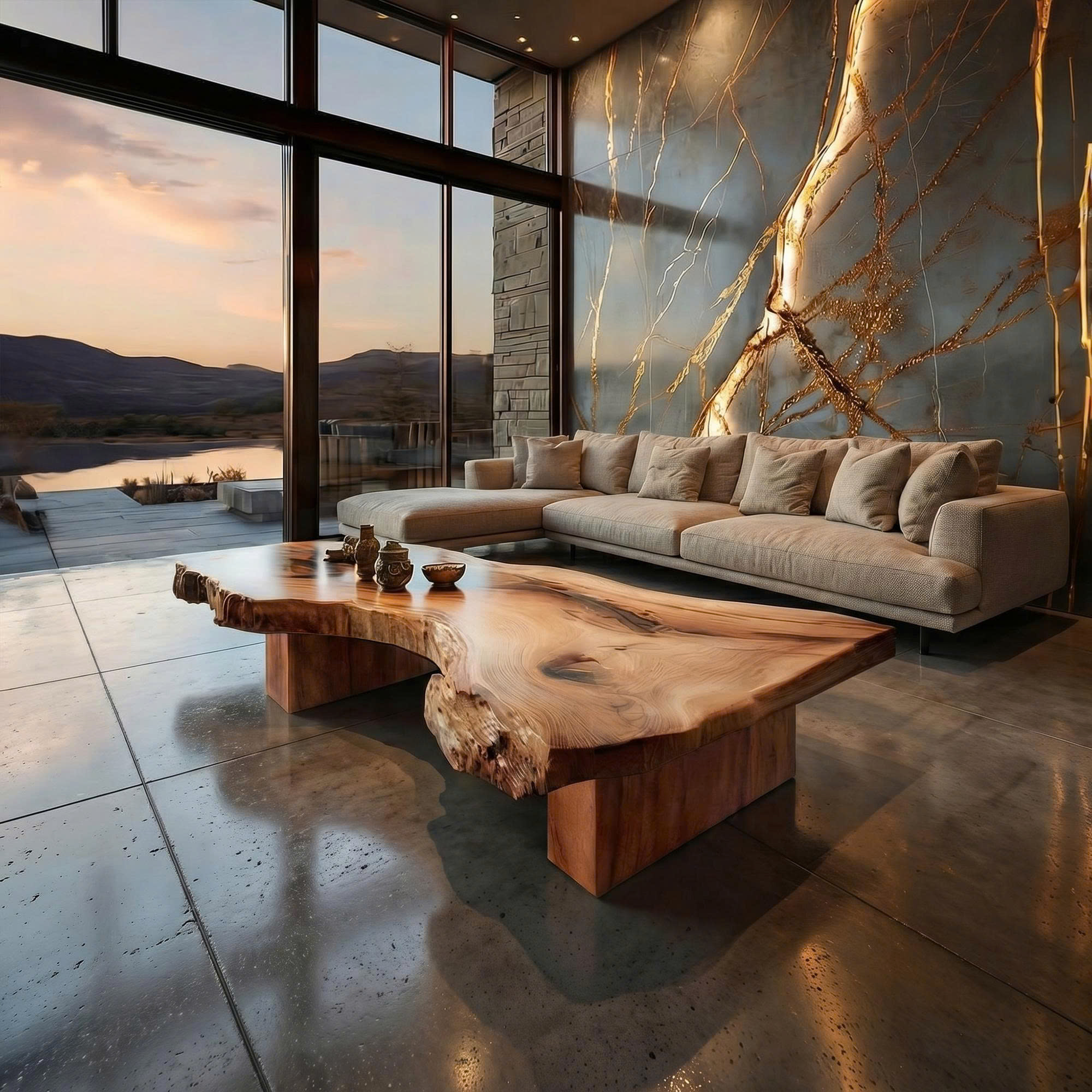 Rustic Sculptural Coffee Table Modern Living Room Display