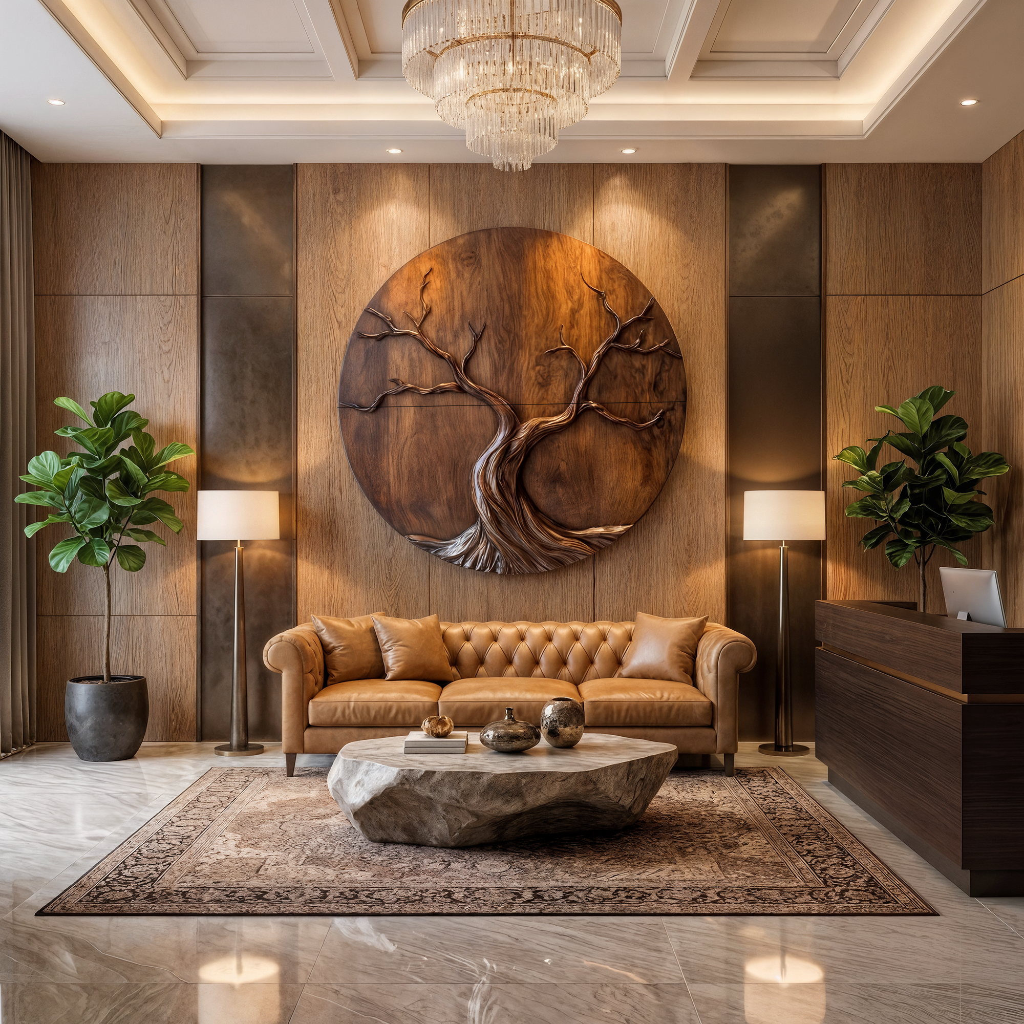 Round Tree Wall Decor For Living Room Sculptural Wood Artwork