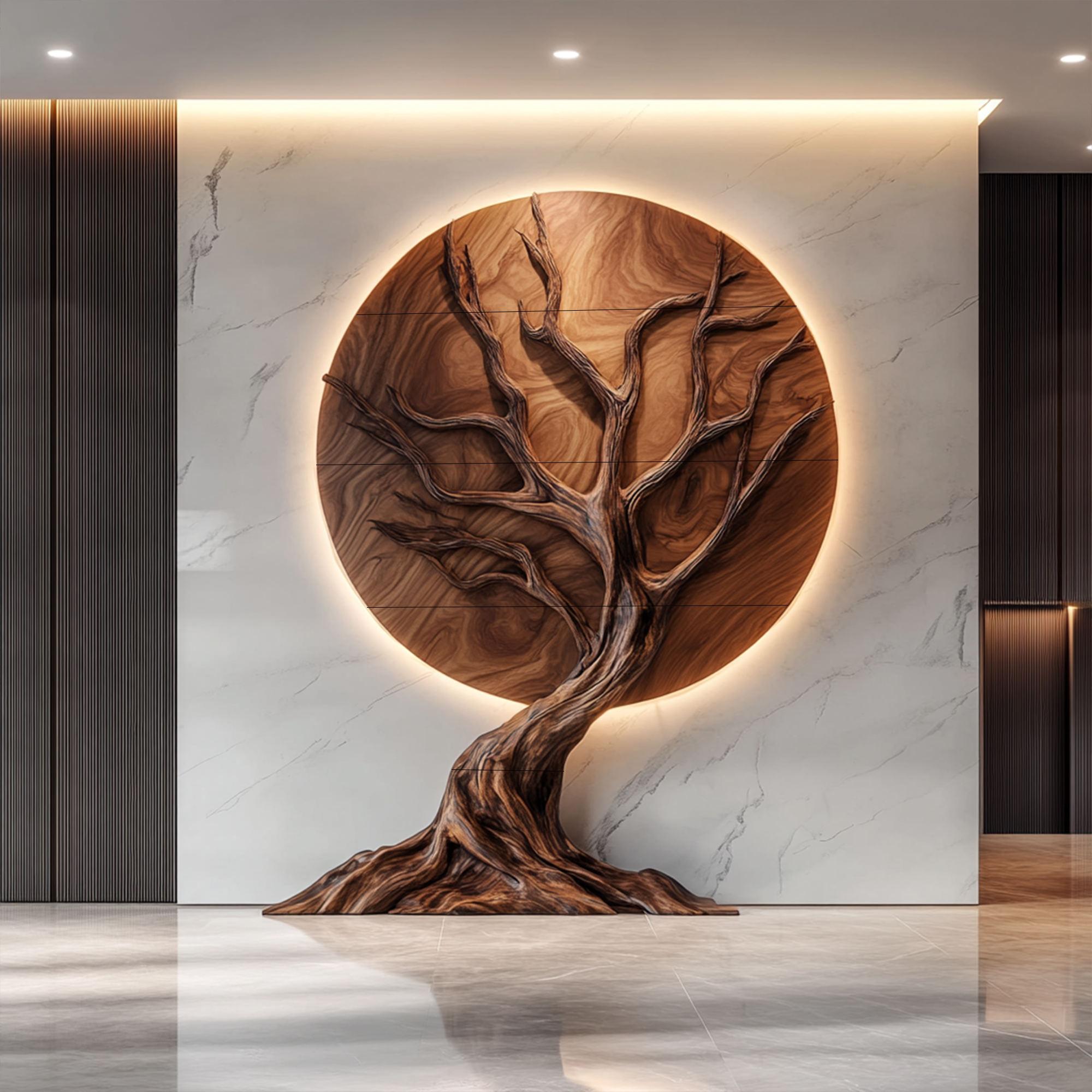 Handcrafted Tree Wall Sculpture For Living Room Architectural Accent