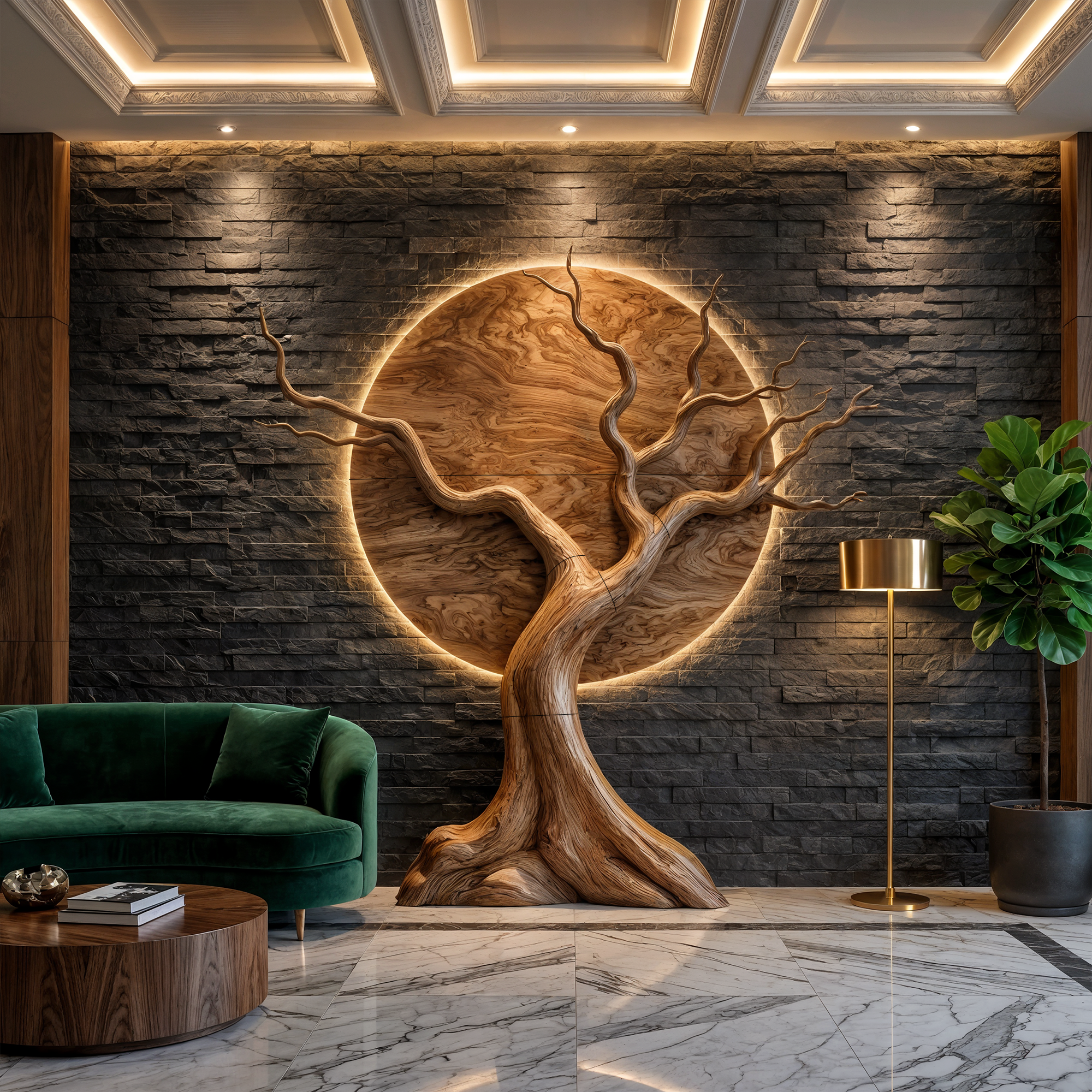 Organic Modern Tree Wall Art For Living Room Statement Feature