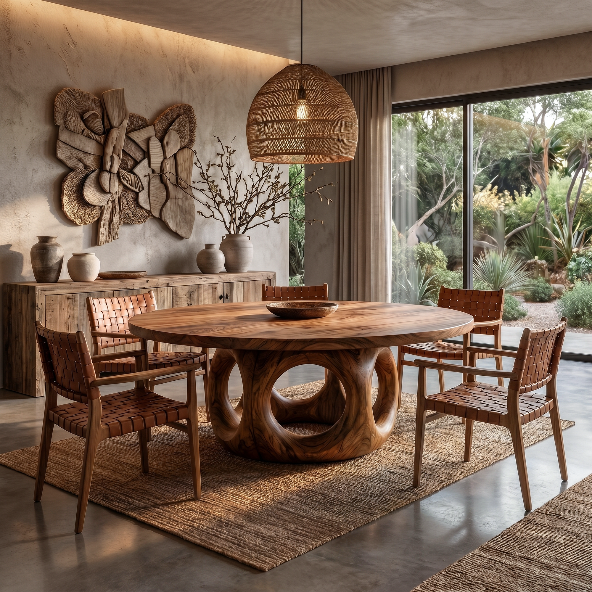 Handcrafted Round Dining Table Nature Inspired Design For Dining Room