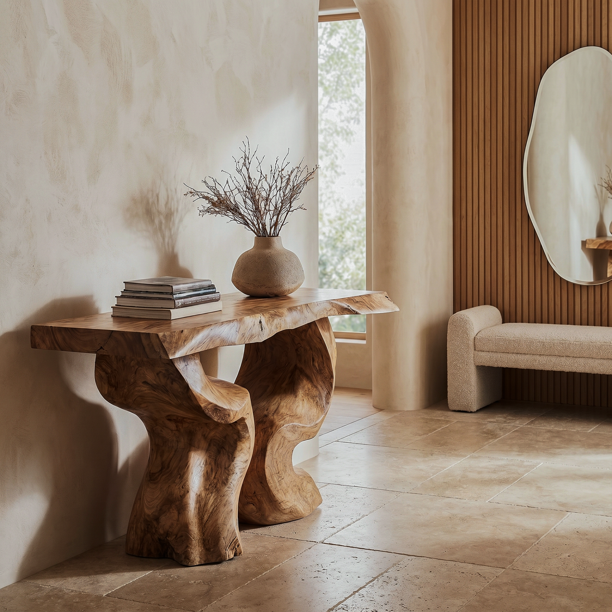 Modern Console Table Freeform Root Base For Entryway