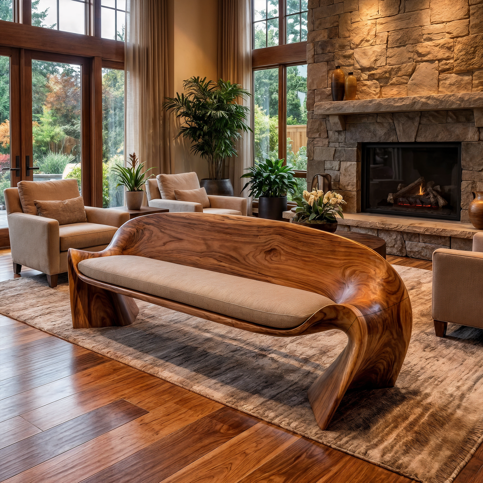 Rustic Sofa Nature Inspired Sculpture For Living Room