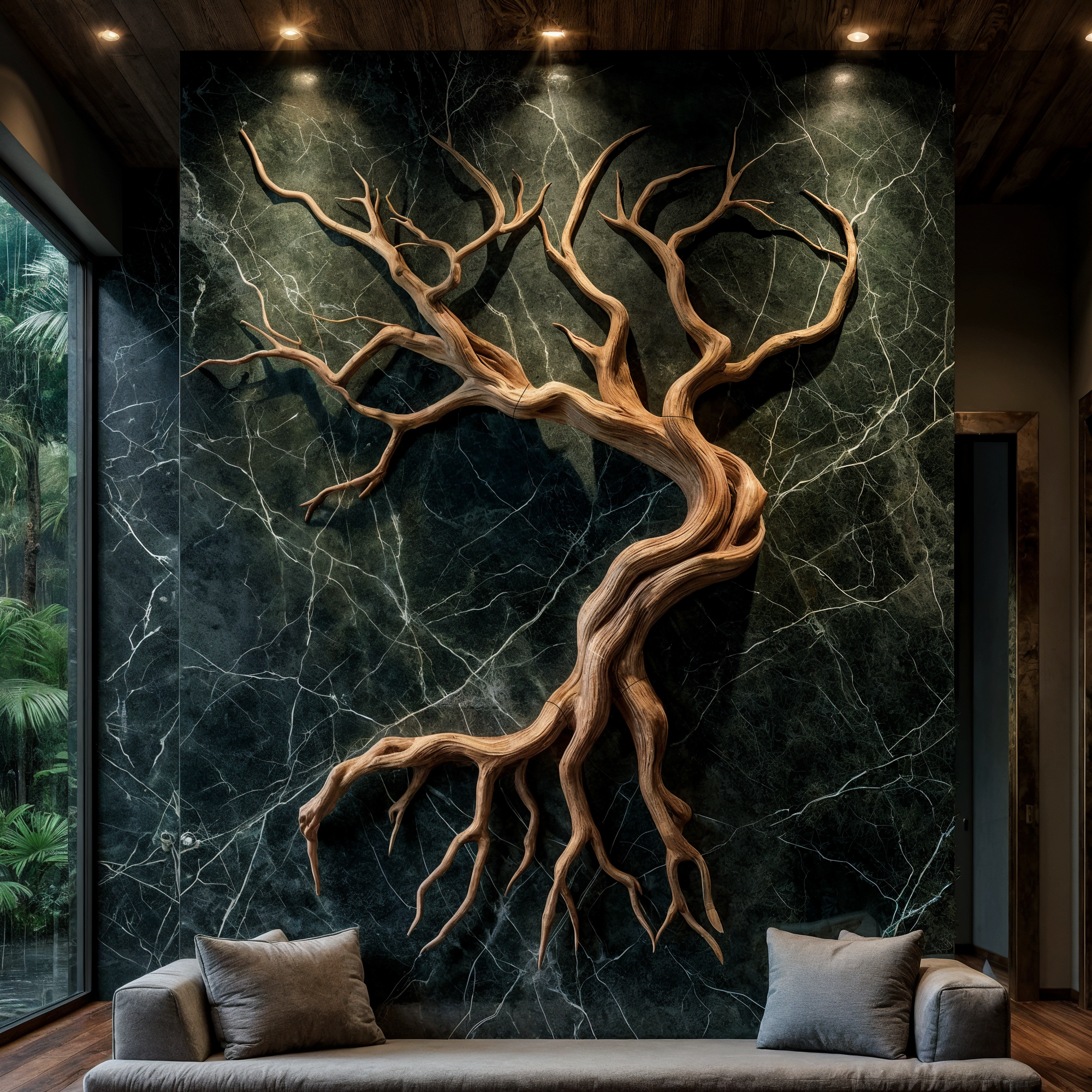 Modern Tree Branch Sculpture Wall Decor Living Room