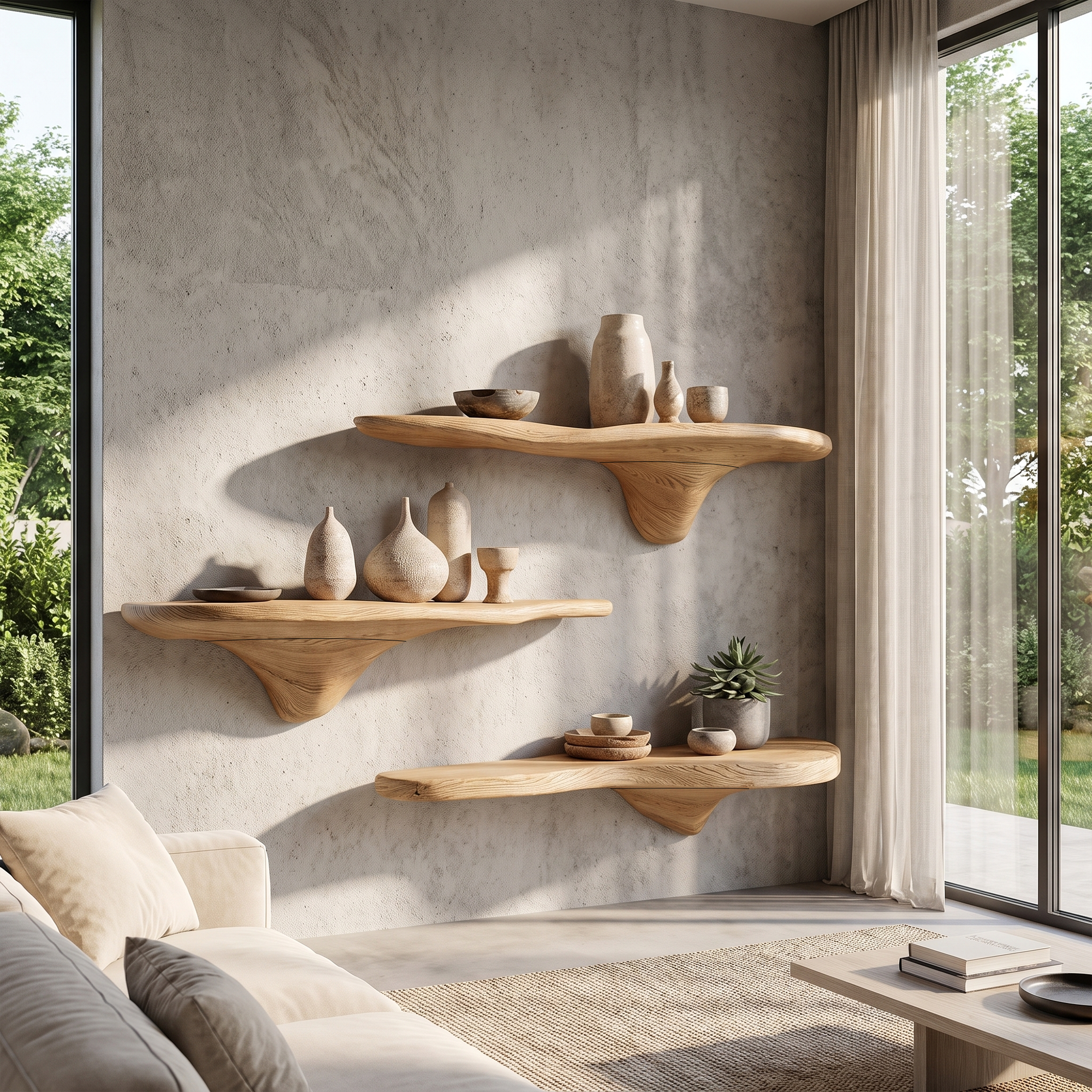 Rustic Mushroom Wall Shelf Entryway