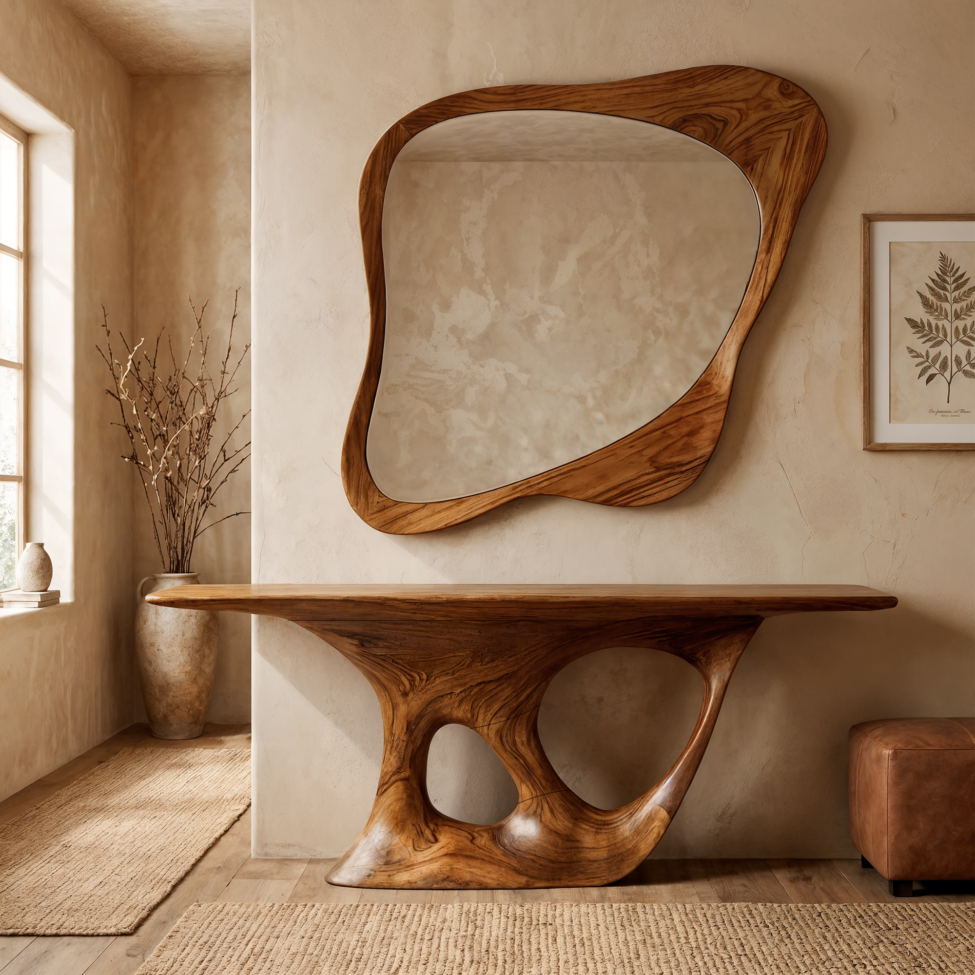 Rustic Solid Wood Console Table Living Room