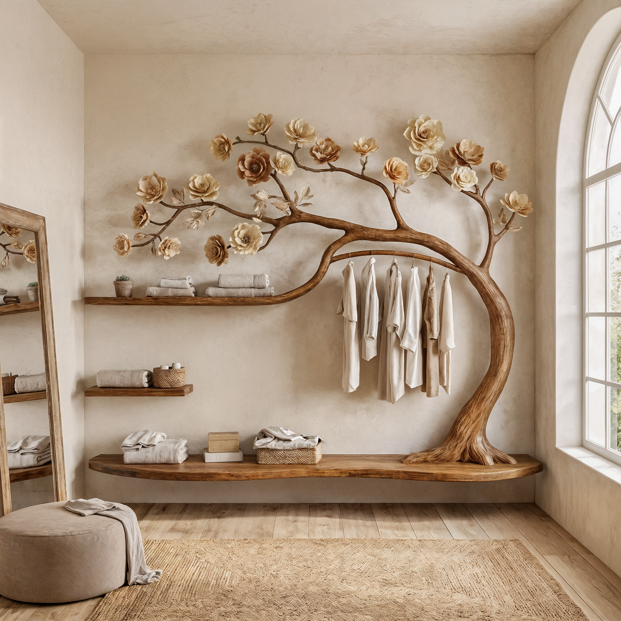 Rustic Tree Wardrobe Solid Wood Handcrafted Bedroom Storage
