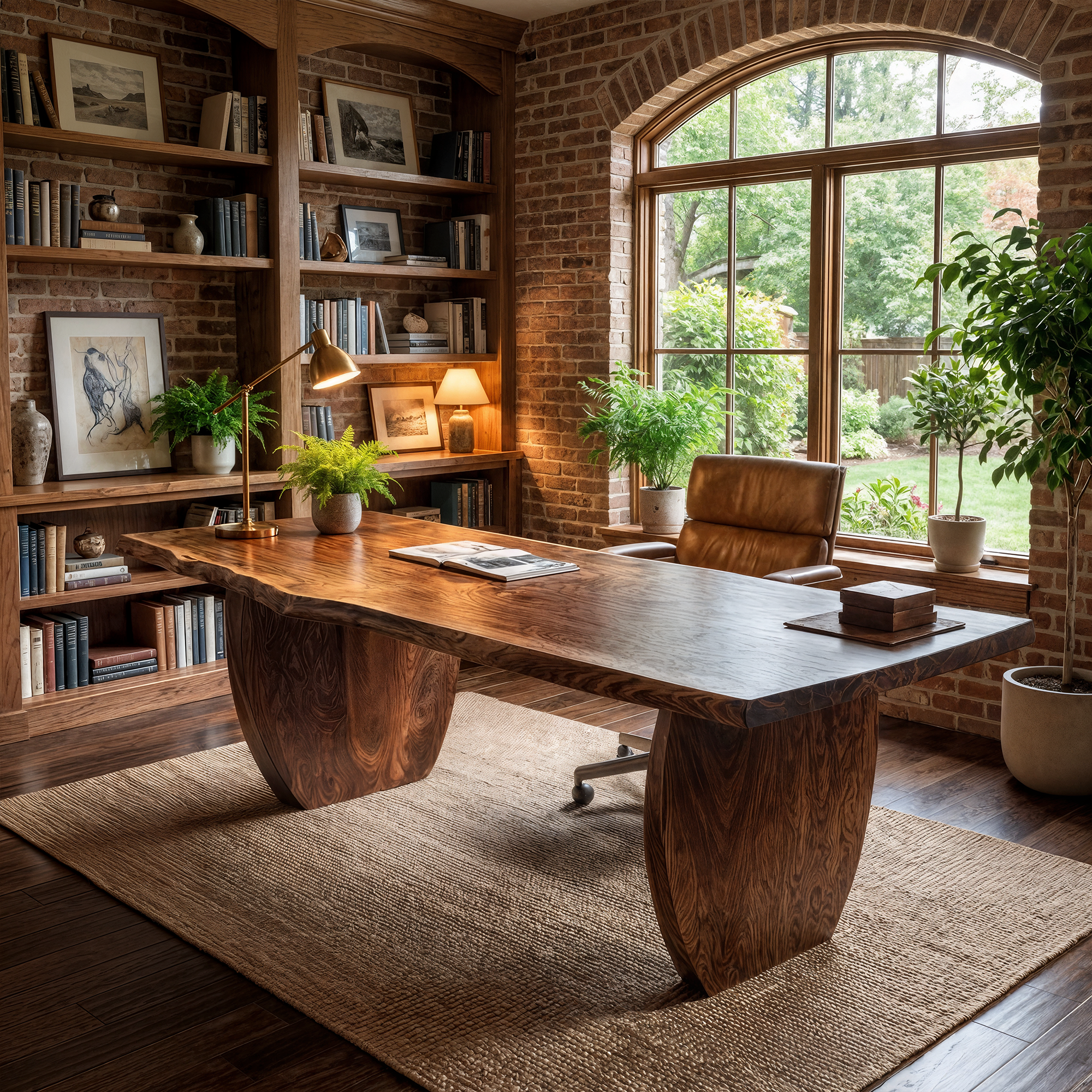 Organic Wooden Executive Desk For Home Office And Study Room