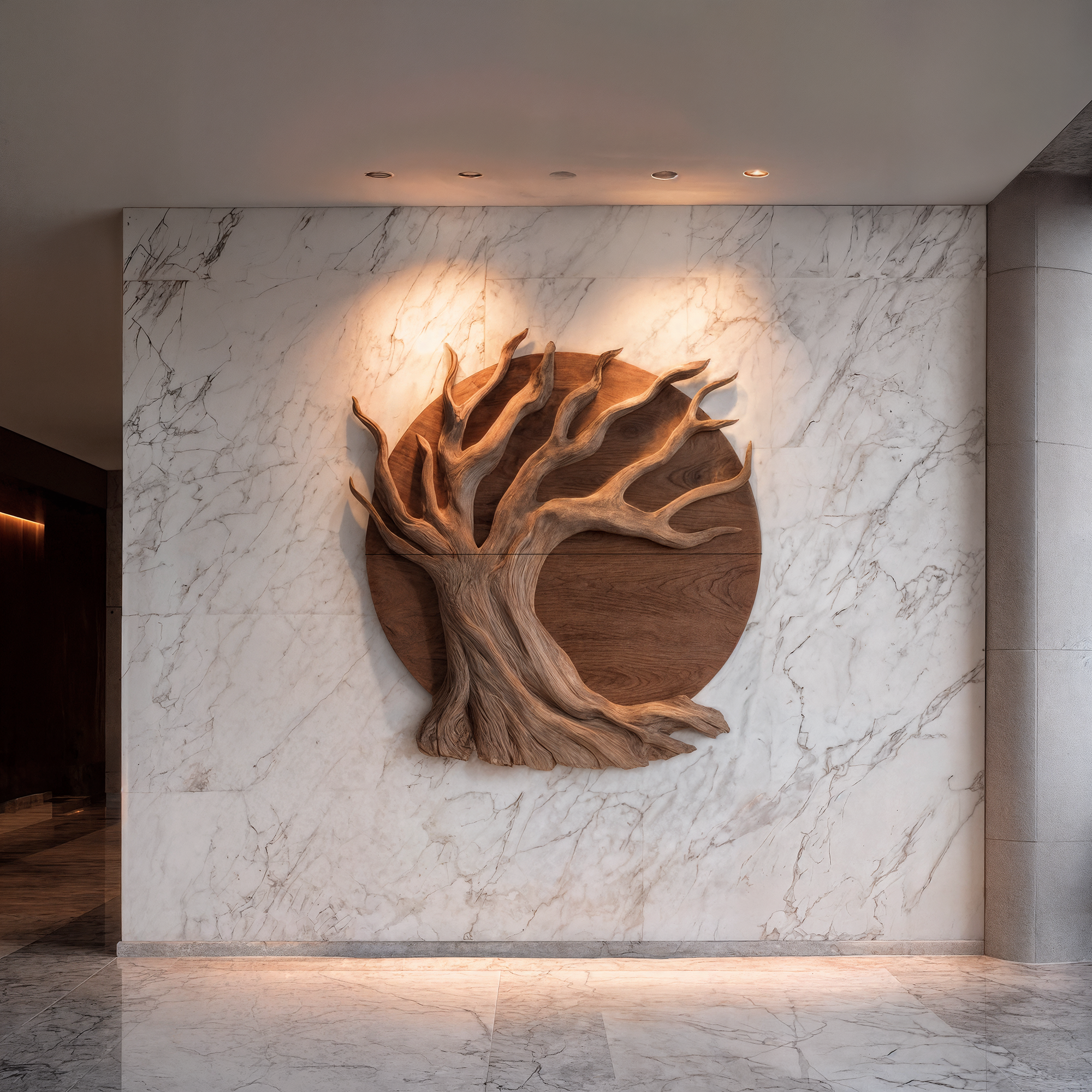 Sculptural Tree Wall Decor With Organic Circular Design For Home Interior