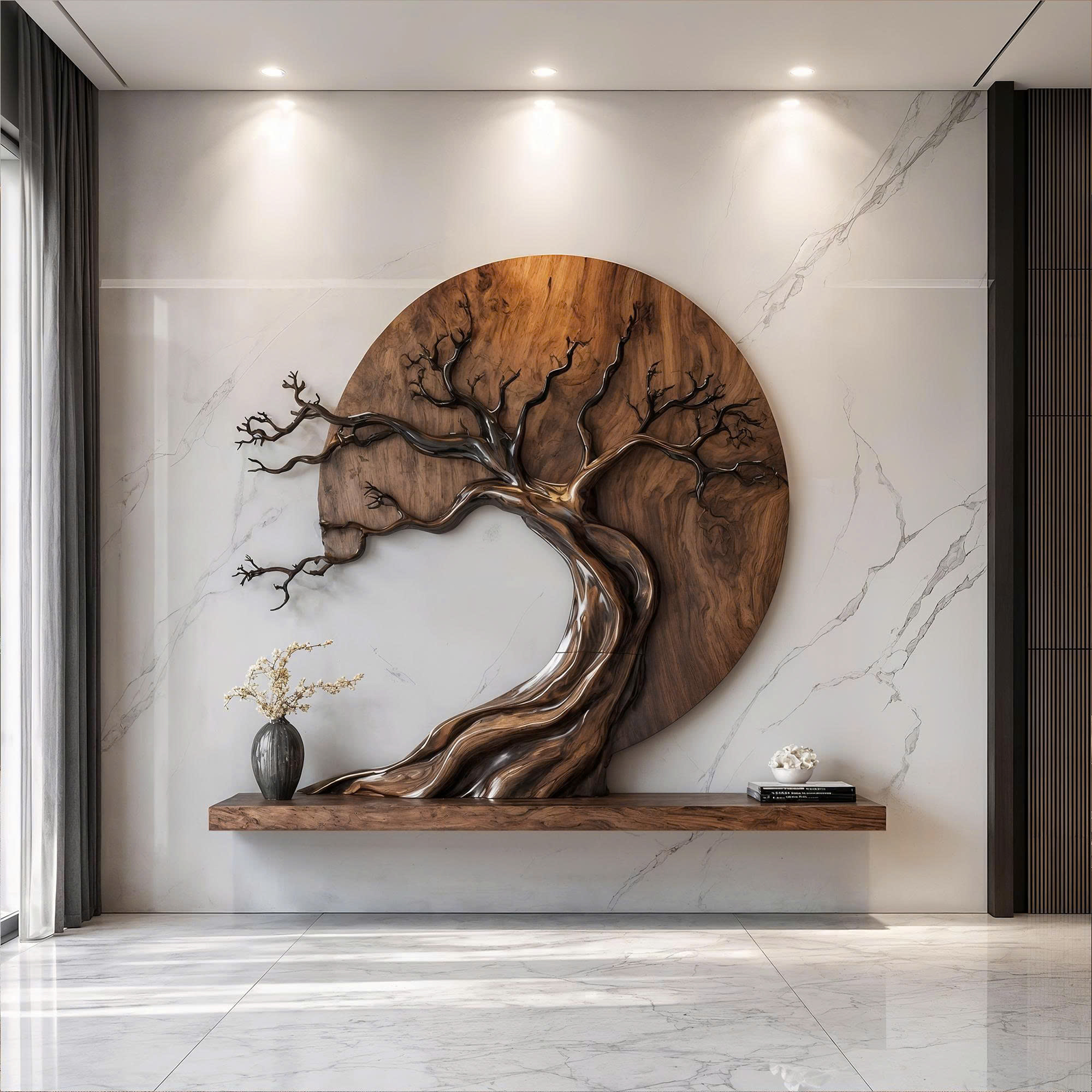 Handcrafted Tree Of Life Wall Sculpture With Natural Wood Design For Entryway