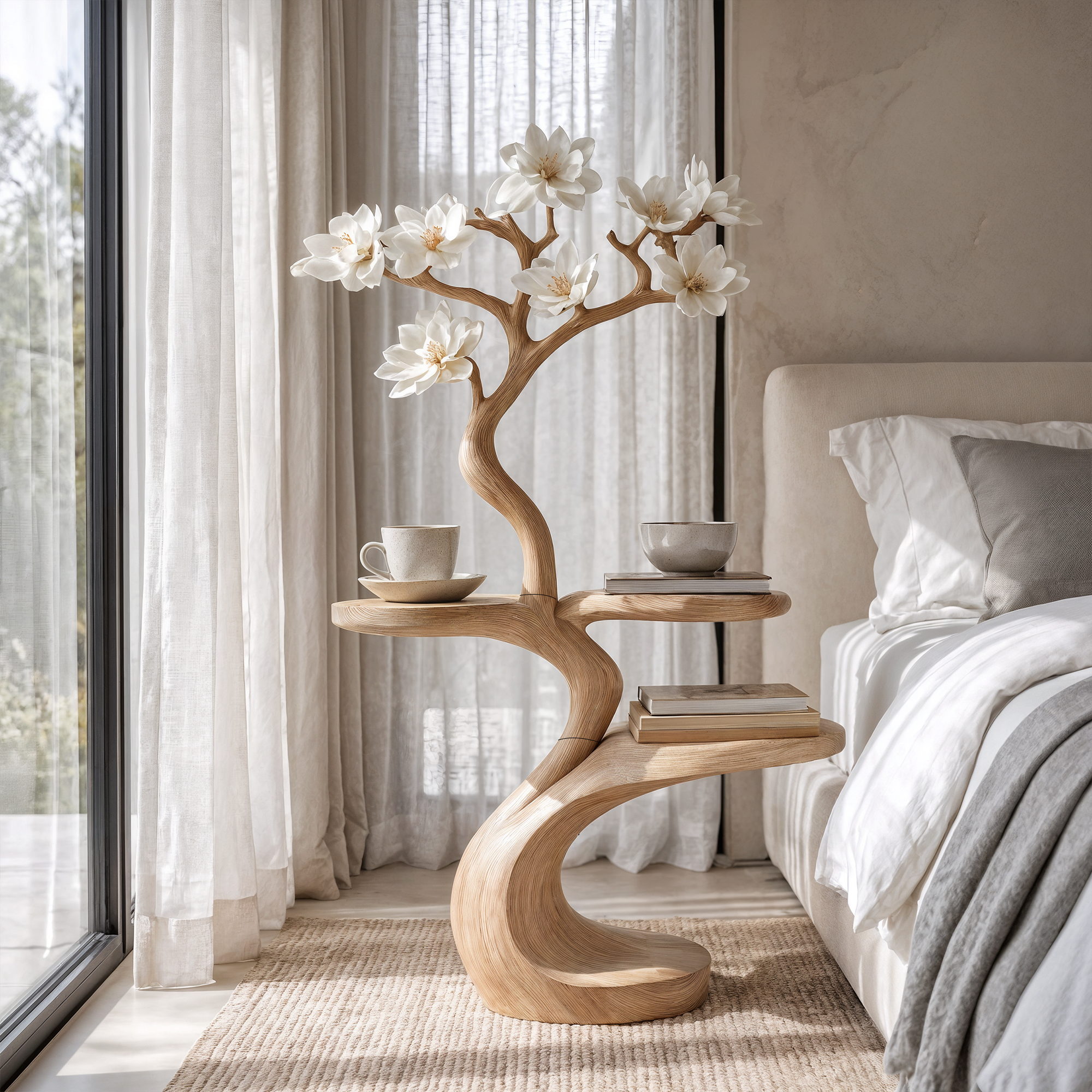 Rustic Tree Shape Nightstands Modern Bedroom