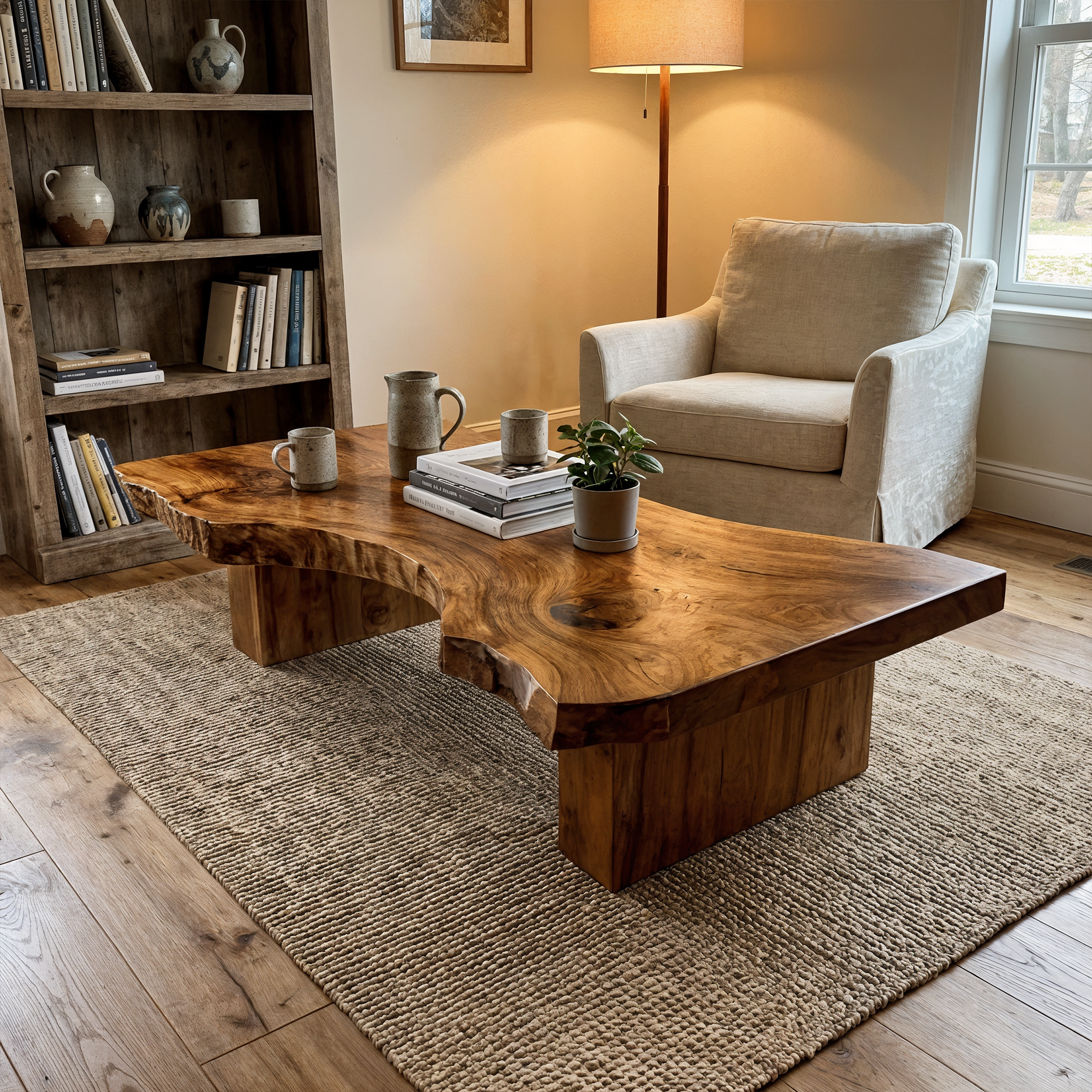 Rustic Sculptural Coffee Table Modern Living Room Display