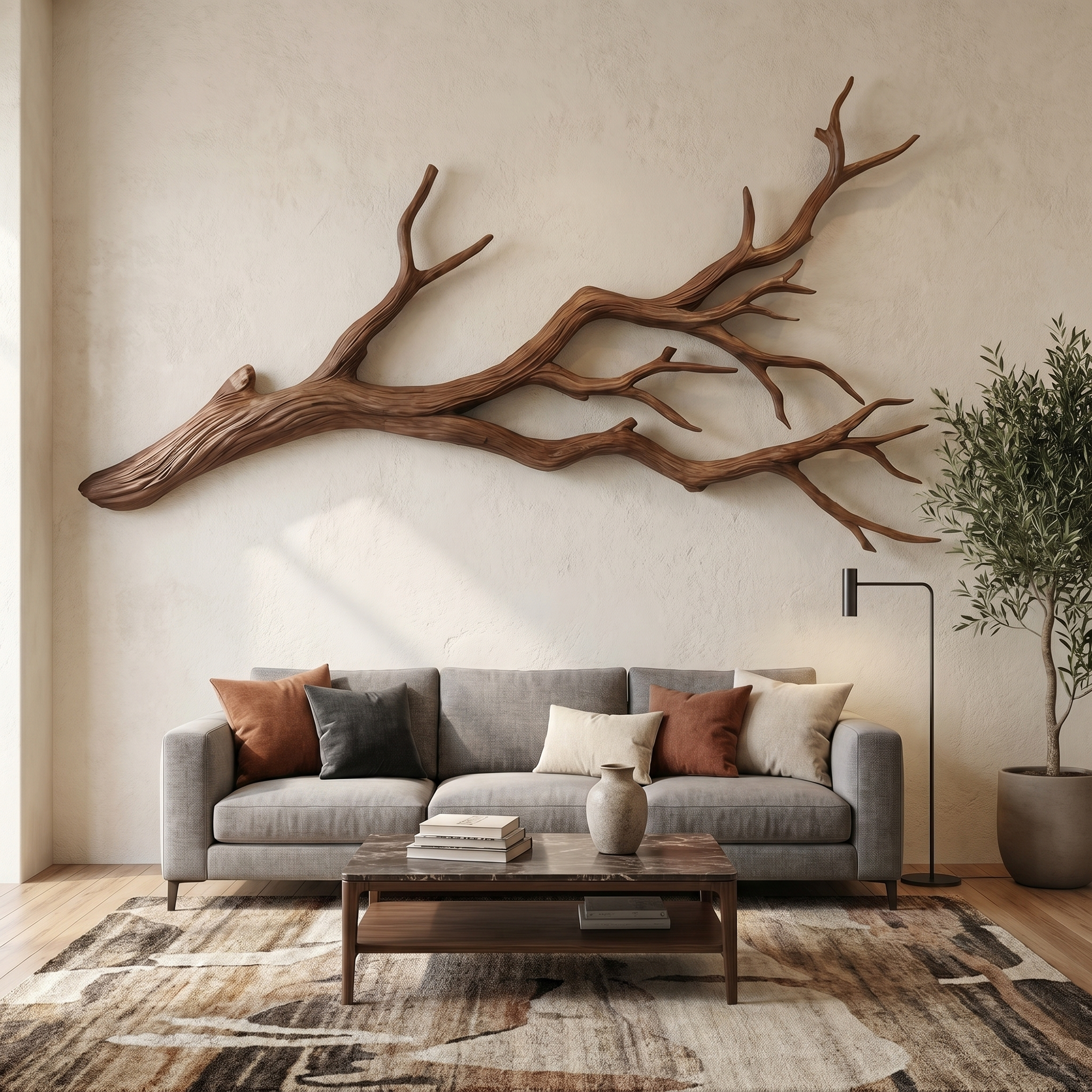 Flowing Organic Wood Branch Wall Sculpture Contemporary Decor