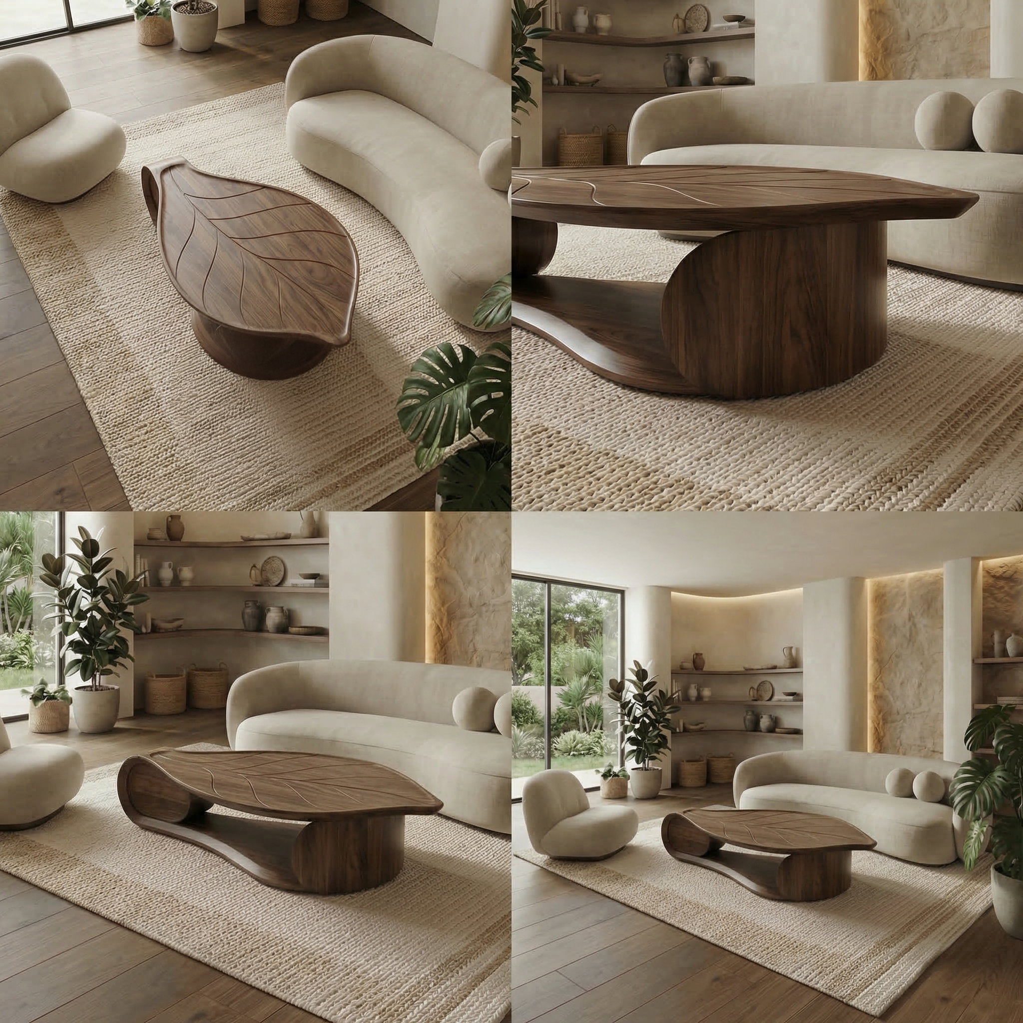 Organic Sculptural Coffee Table Solid Wood Living Room