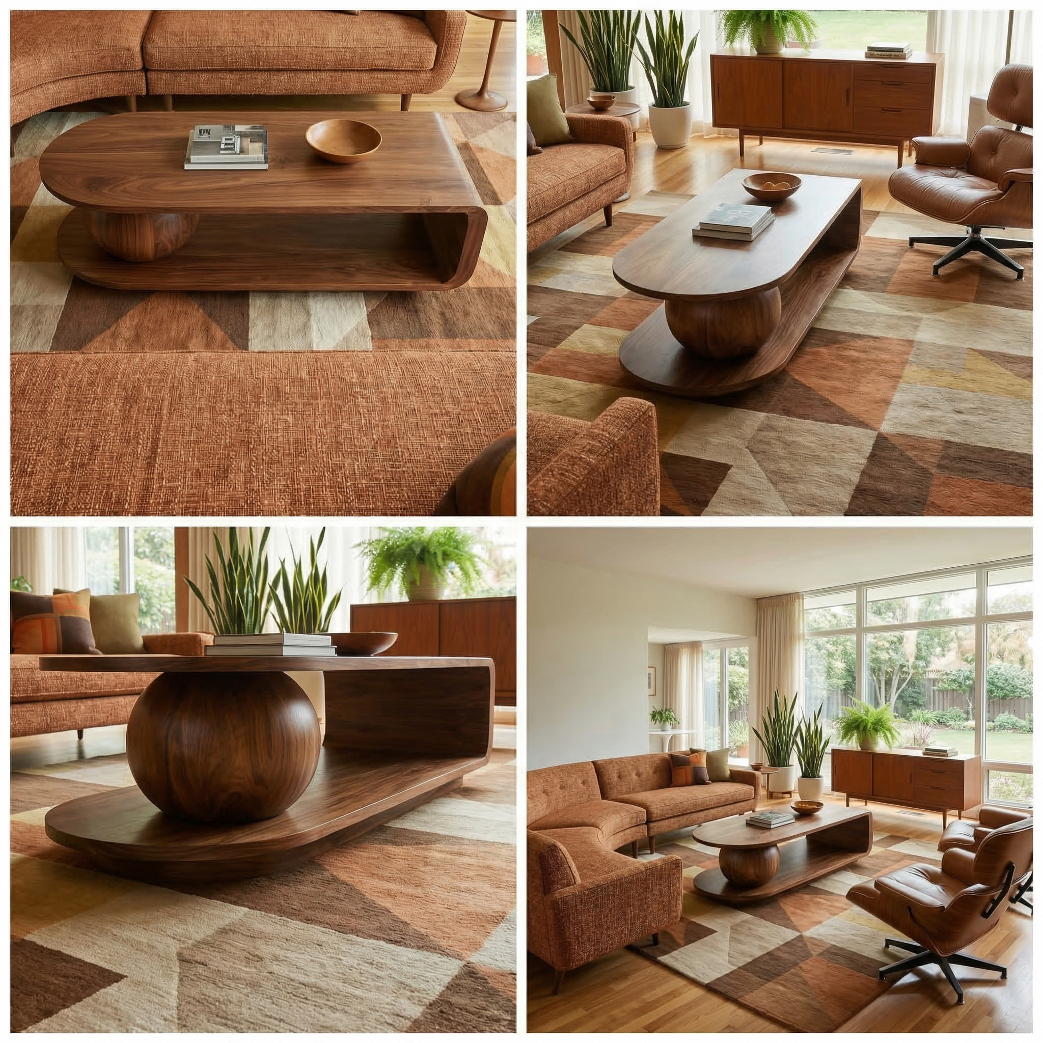 Mid Century Oval Coffee Table For Living Room