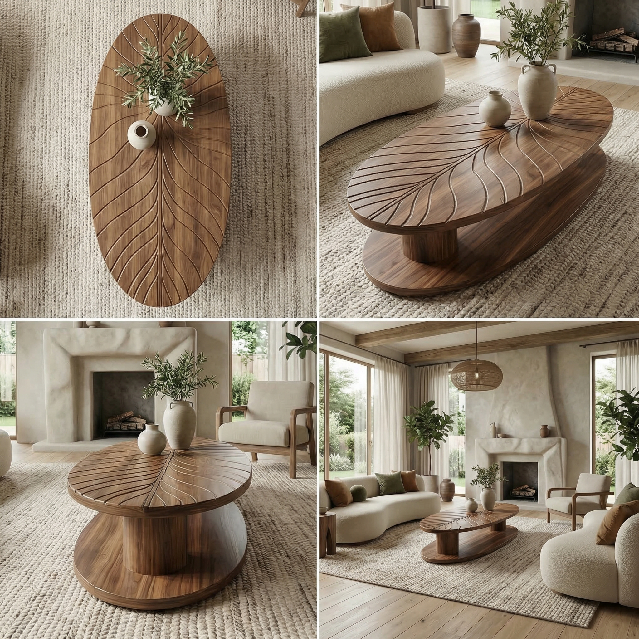Scandinavian Minimalist Solid Wood Coffee Table For Living Room