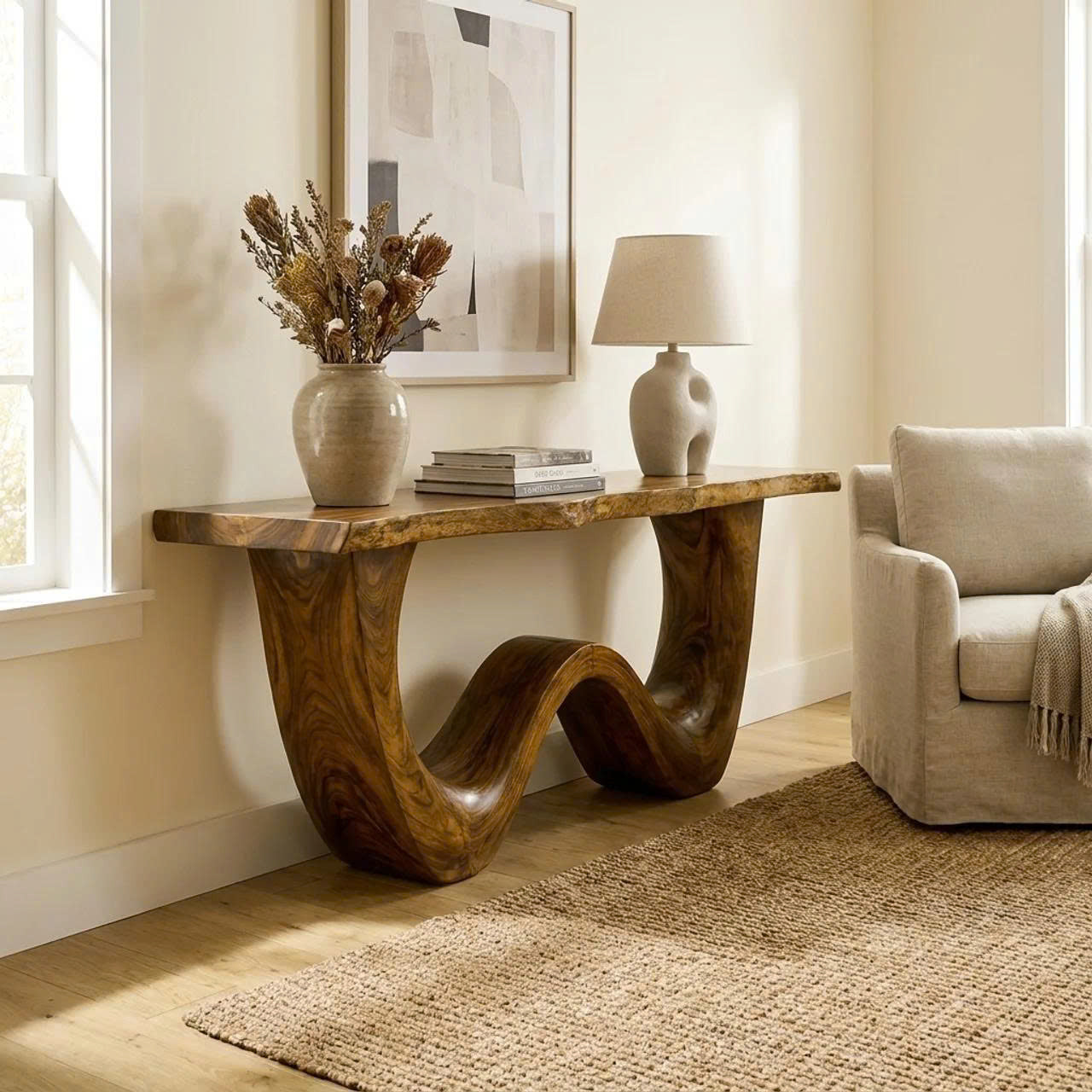 Organic Wave Base Console Table Entryway Hallway Living Room