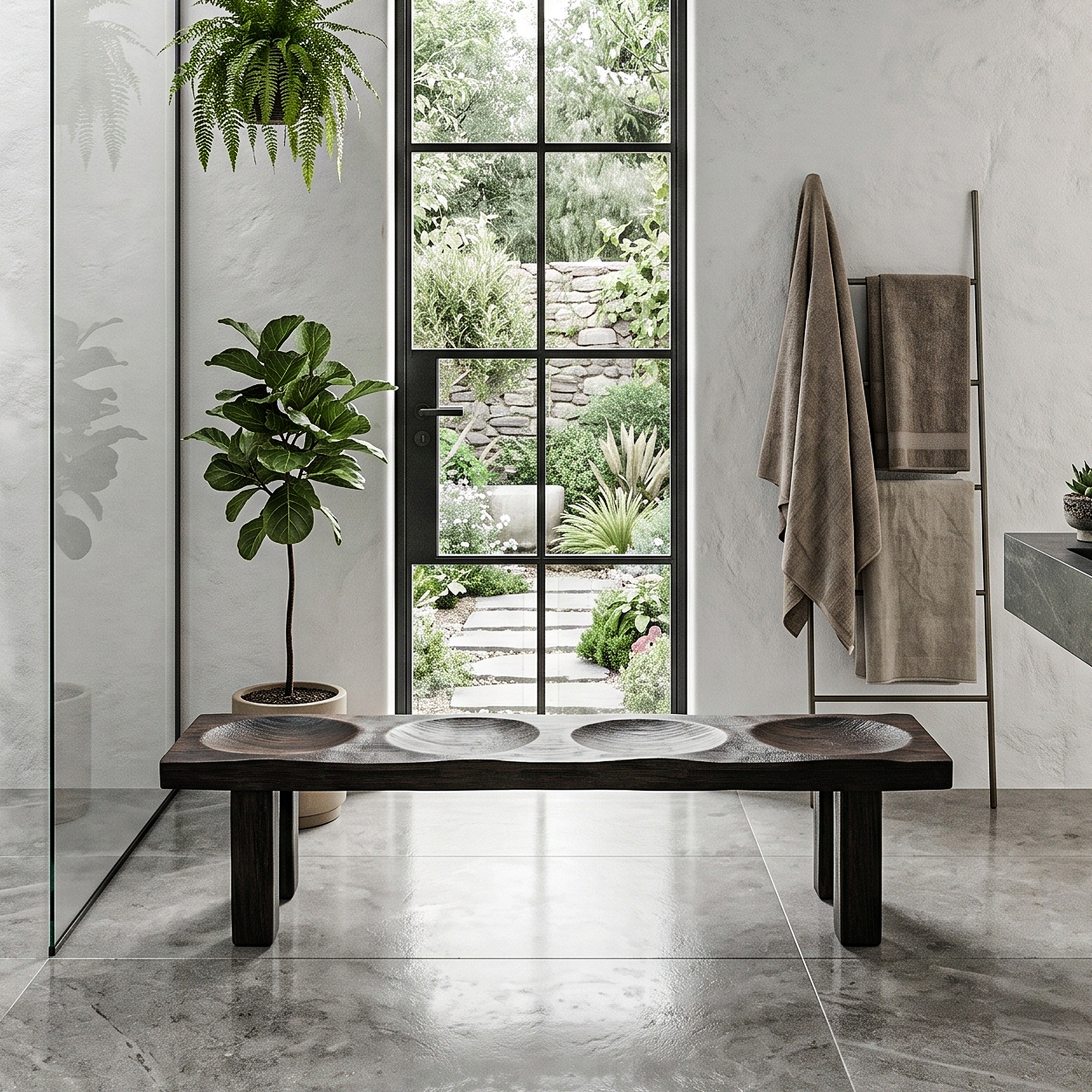 Modern Organic Shower Bench With Handcrafted Wood Construction For Bathroom