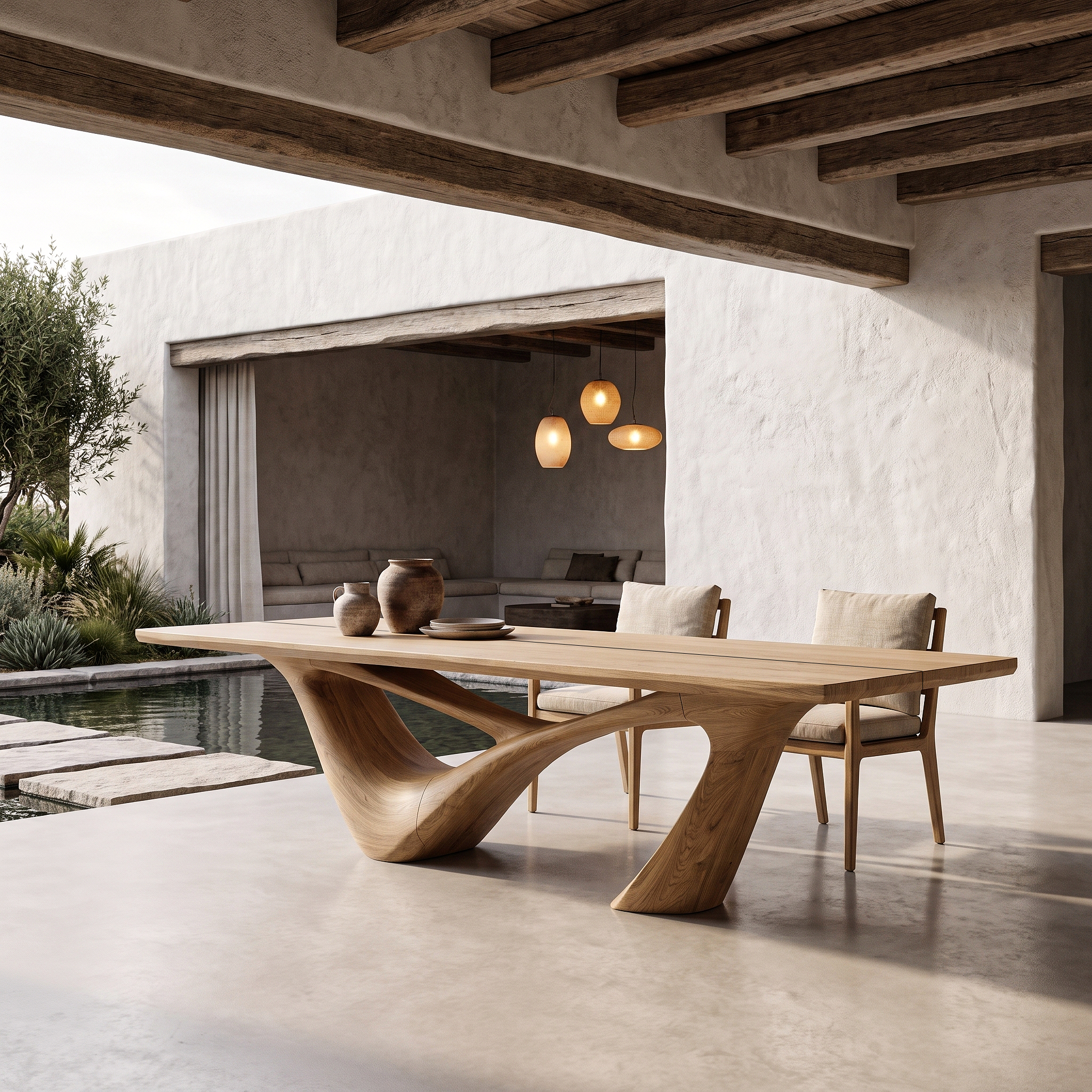 Minimalist Wing Pedestal Dining Table Solid Wood Dining Table For Dining Room