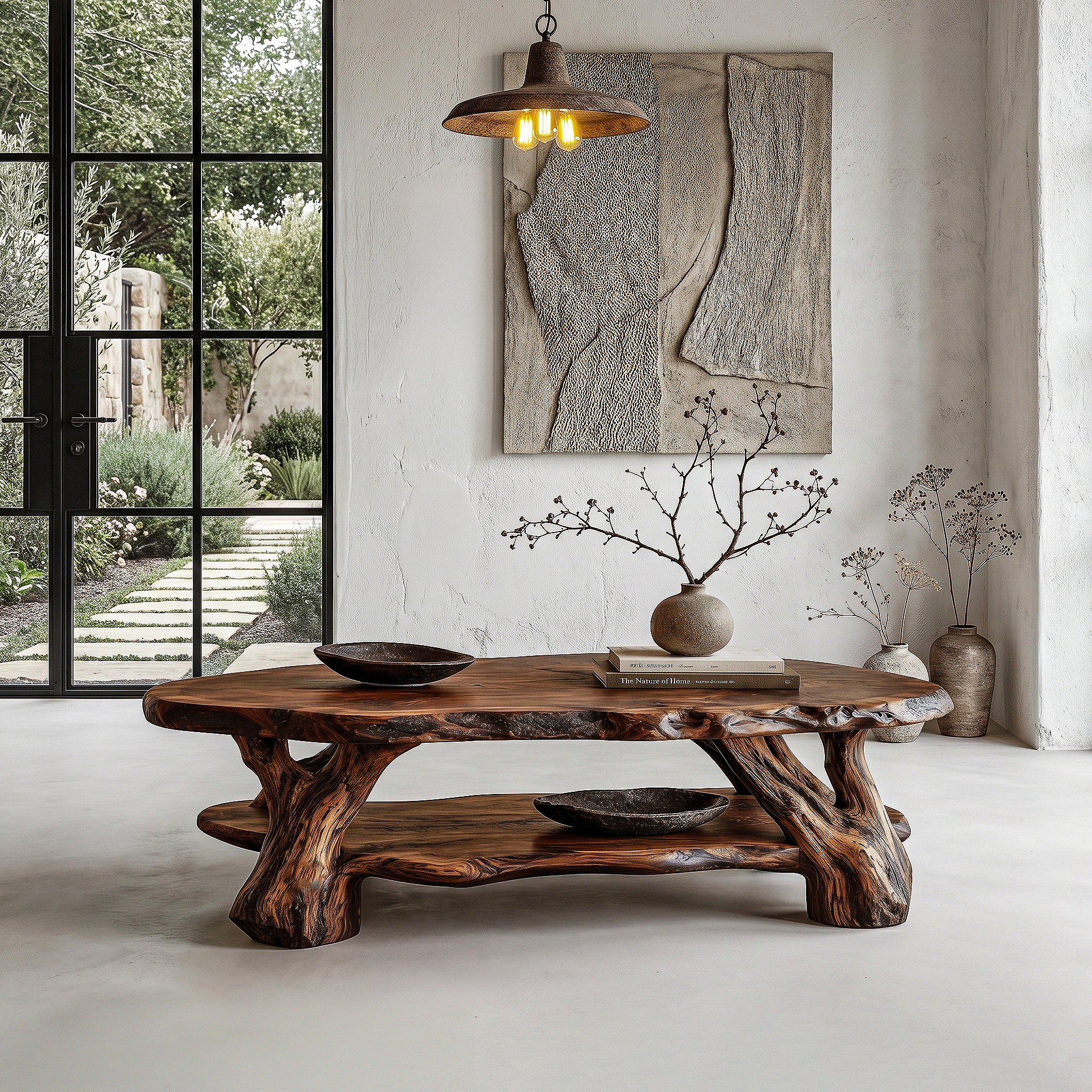 Nature Inspired Coffee Table With Sculptural Root Wood Design For Living Room