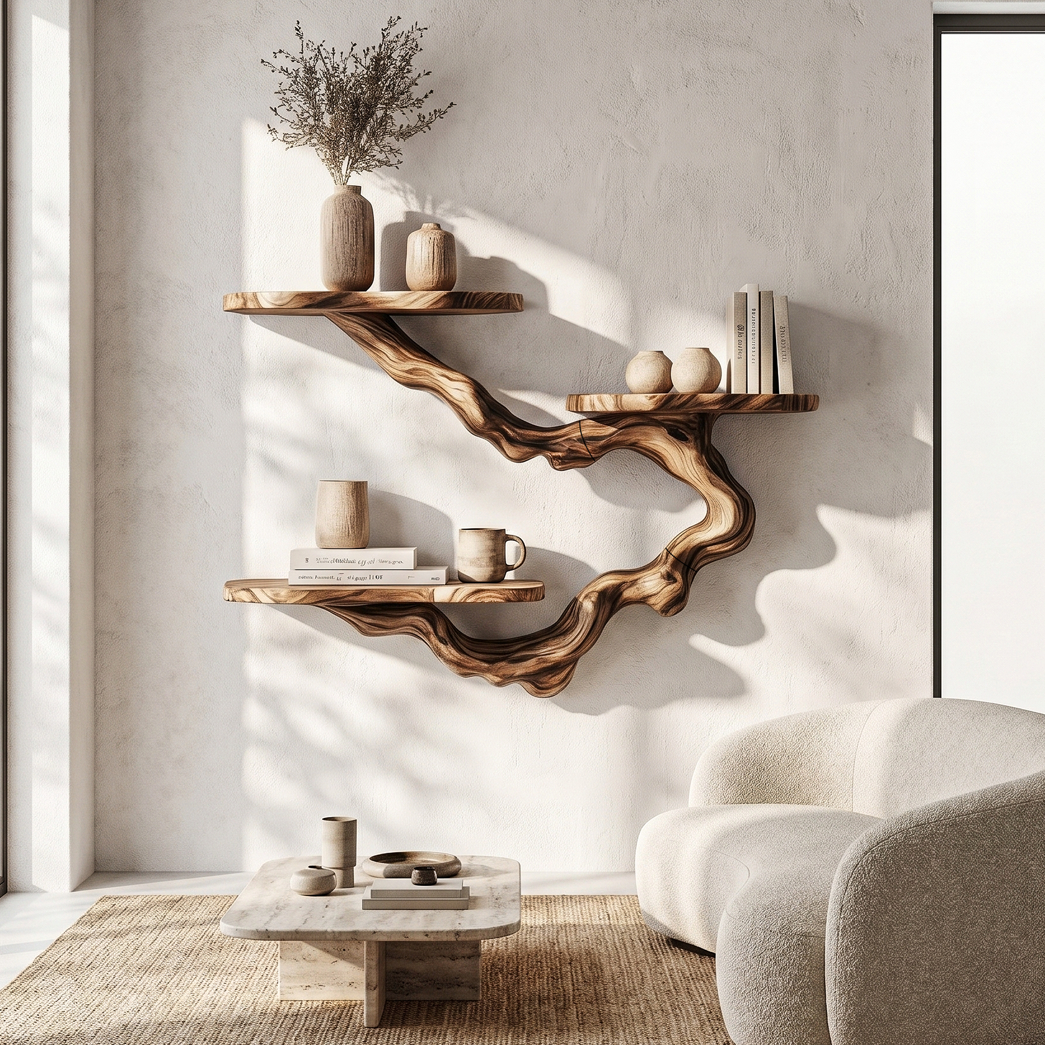 Rustic Floating Shelf With Display Storage For Living Room