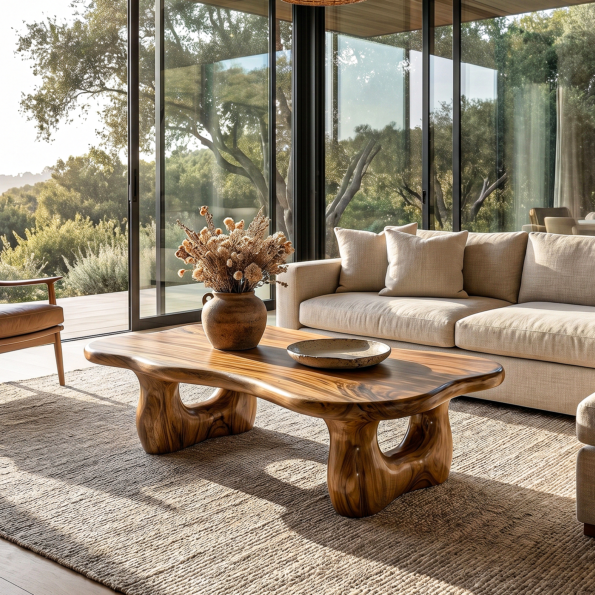 Rustic Wooden Coffee Table Natural Statement Furniture For Living Room