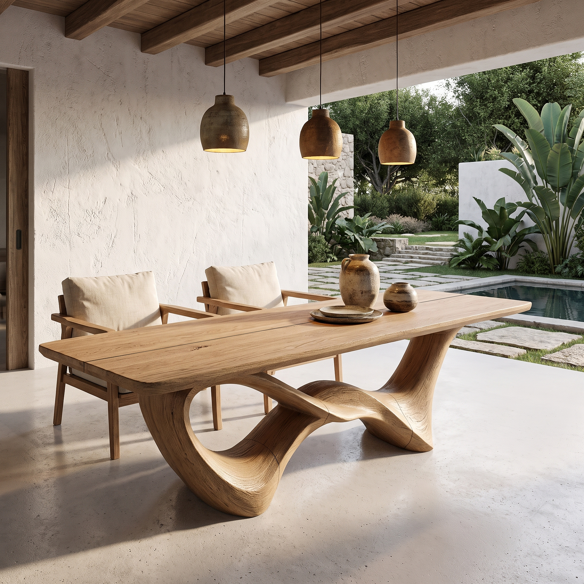 Organic Dining Table With Sculptural Infinity Design For Dining Room And Kitchen