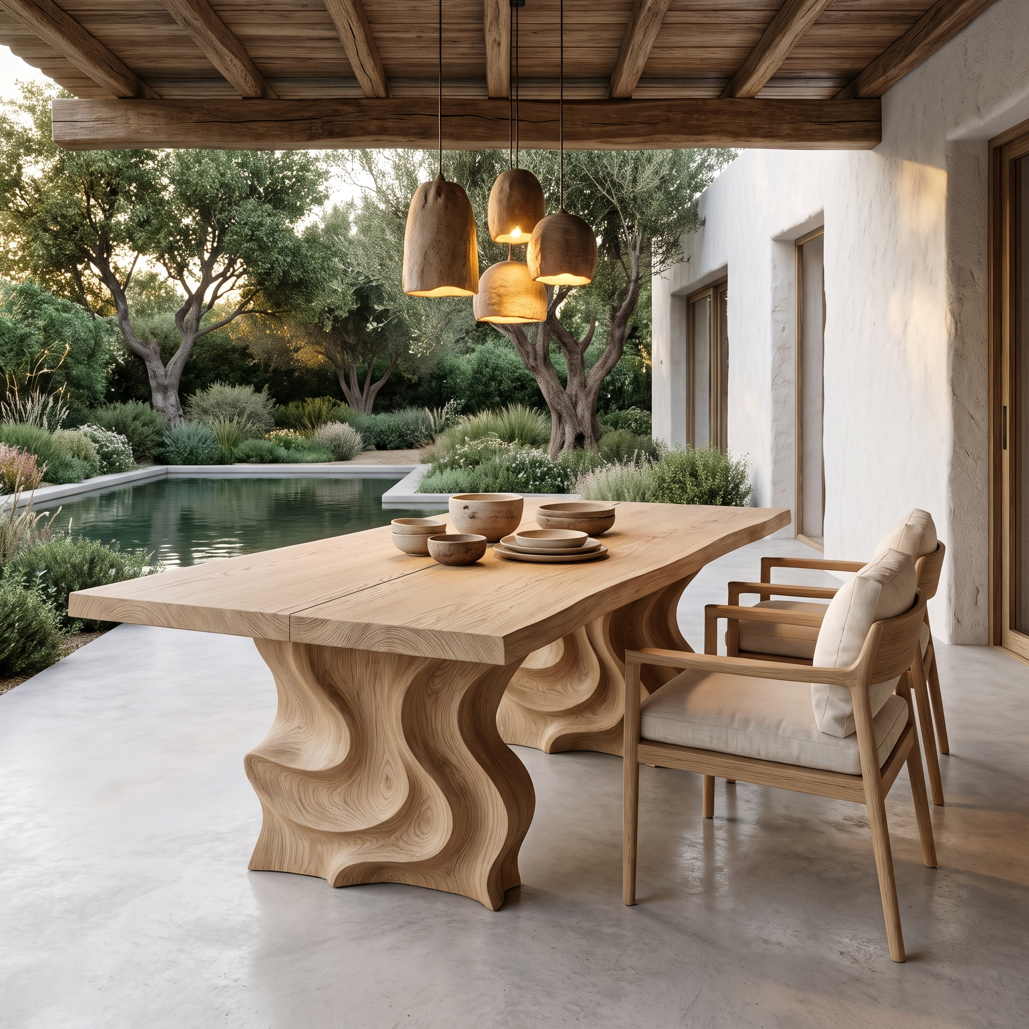 Modern Dining Table With Flowing Loop Design For Dining Room And Kitchen