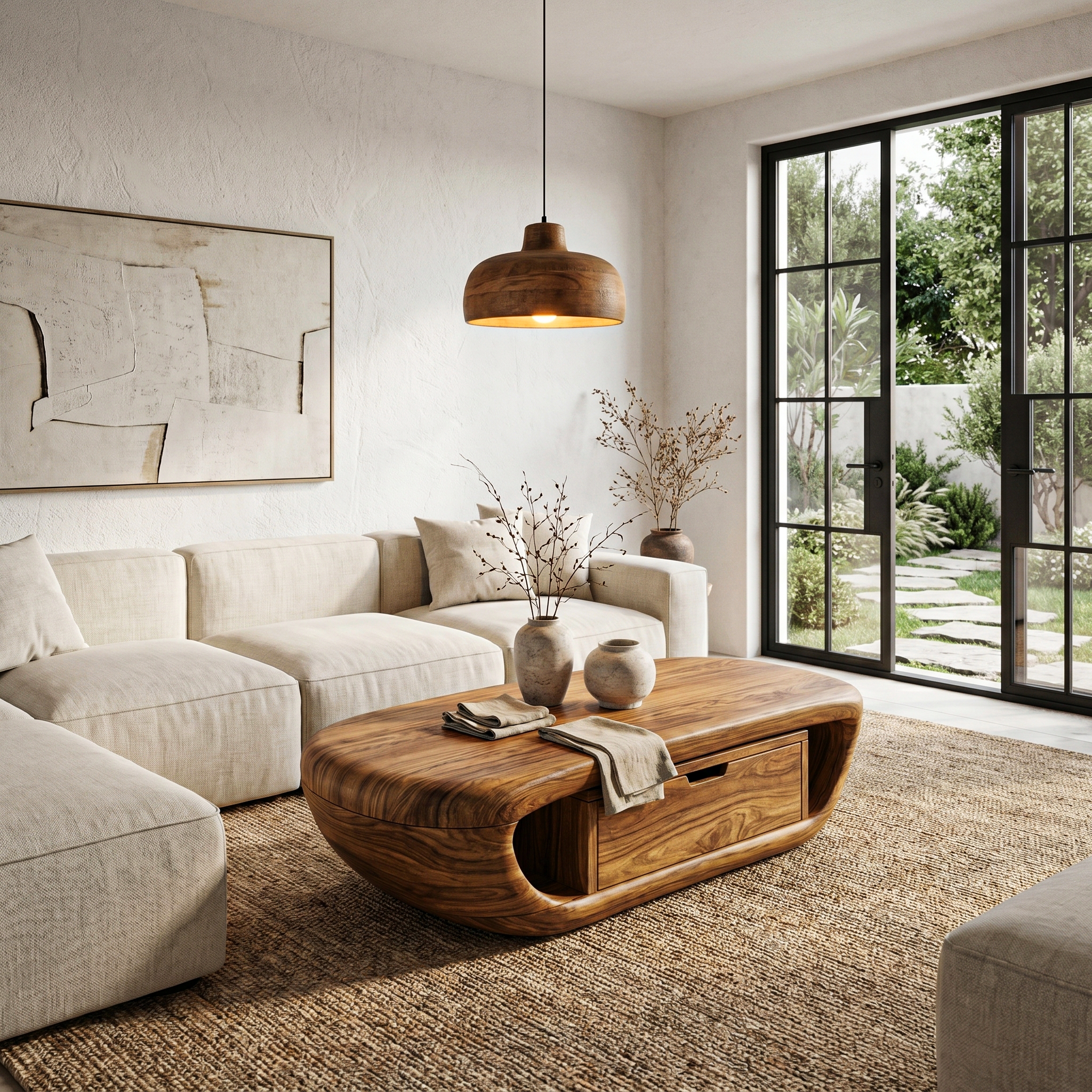 Modern Coffee Table With Built In Storage Shelf For Living Room