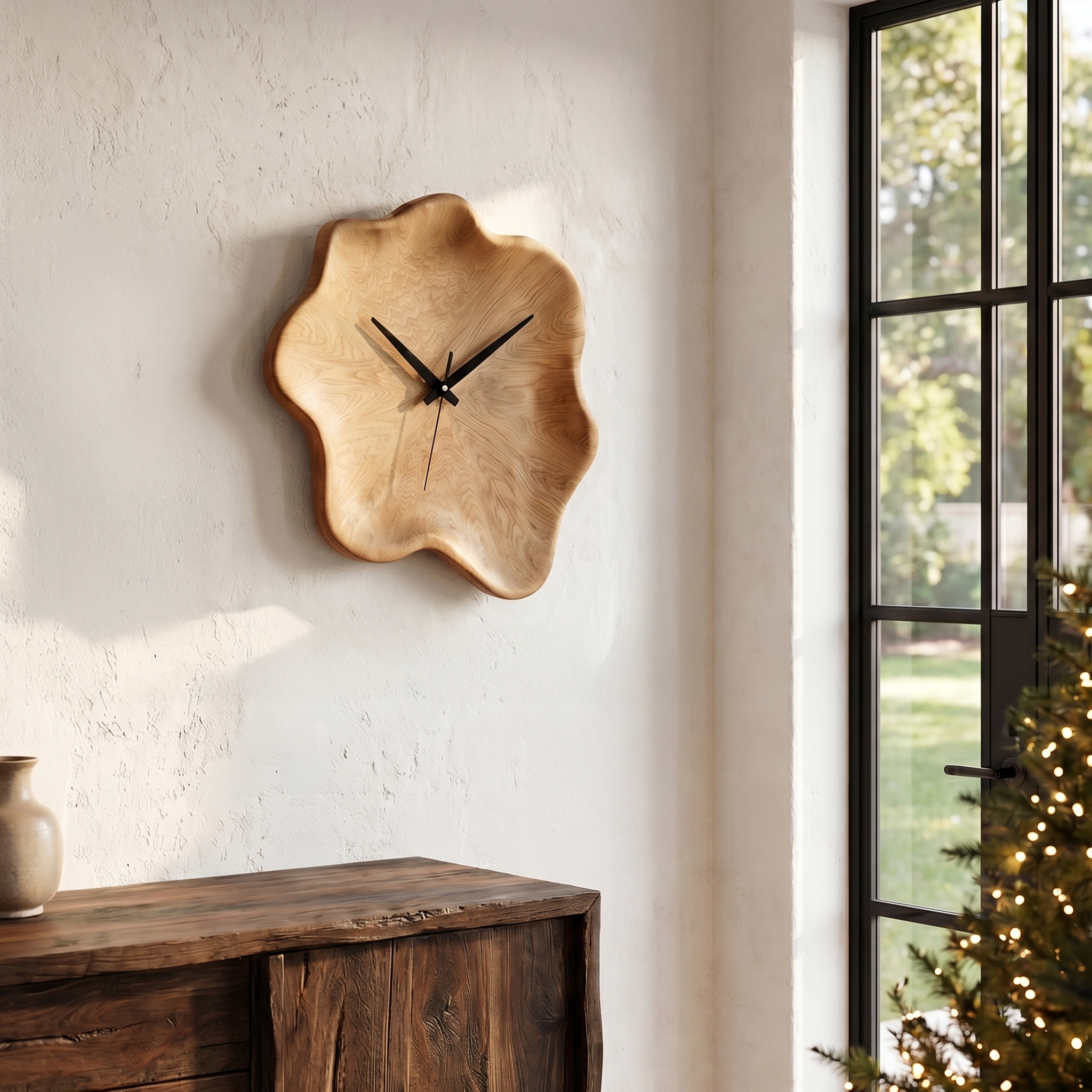 Organic Wall Clock With Natural Live Edge Design For Living Room And Entryway