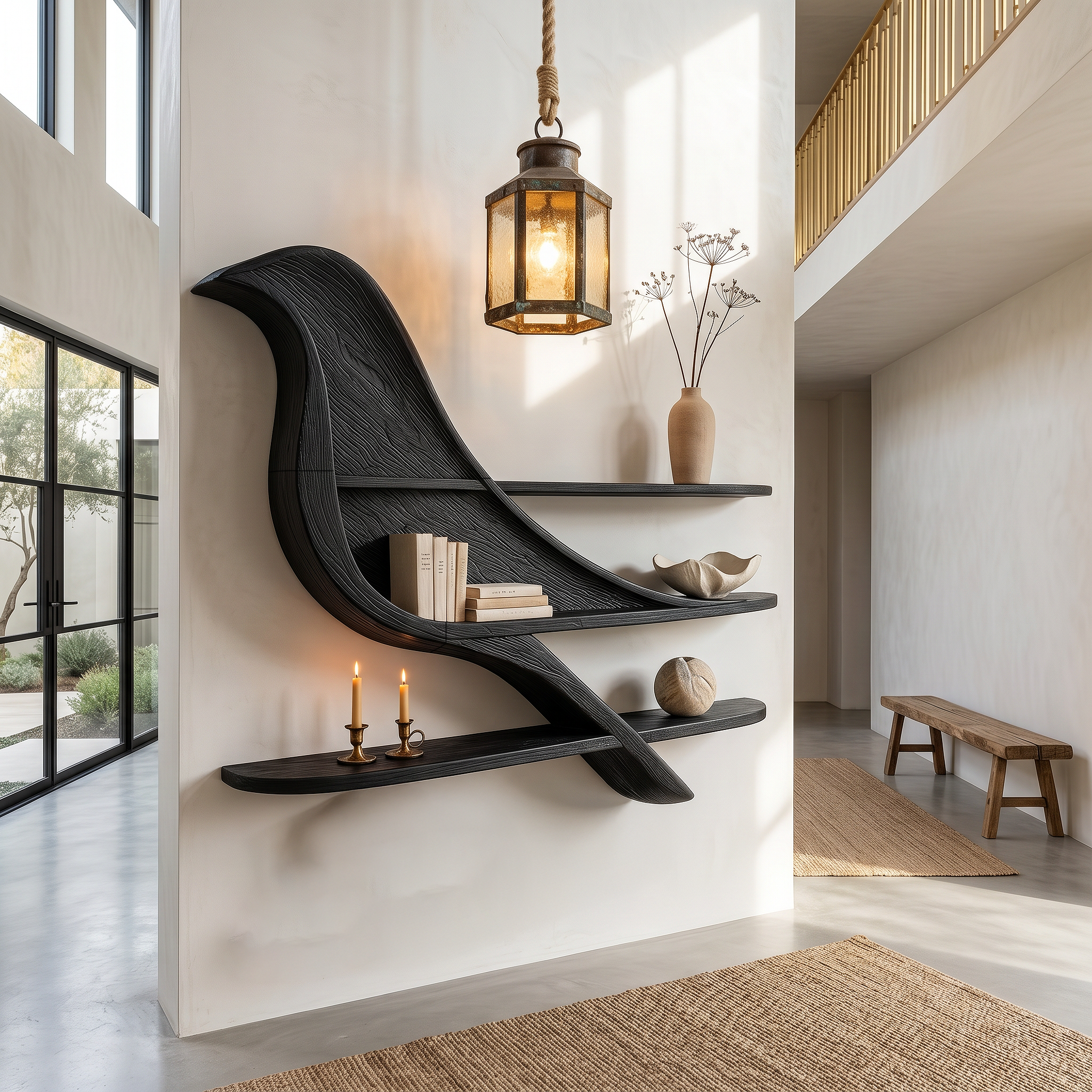 Organic Wave Bookshelf With Sculptural Wall Mounted Shelves For Living Room
