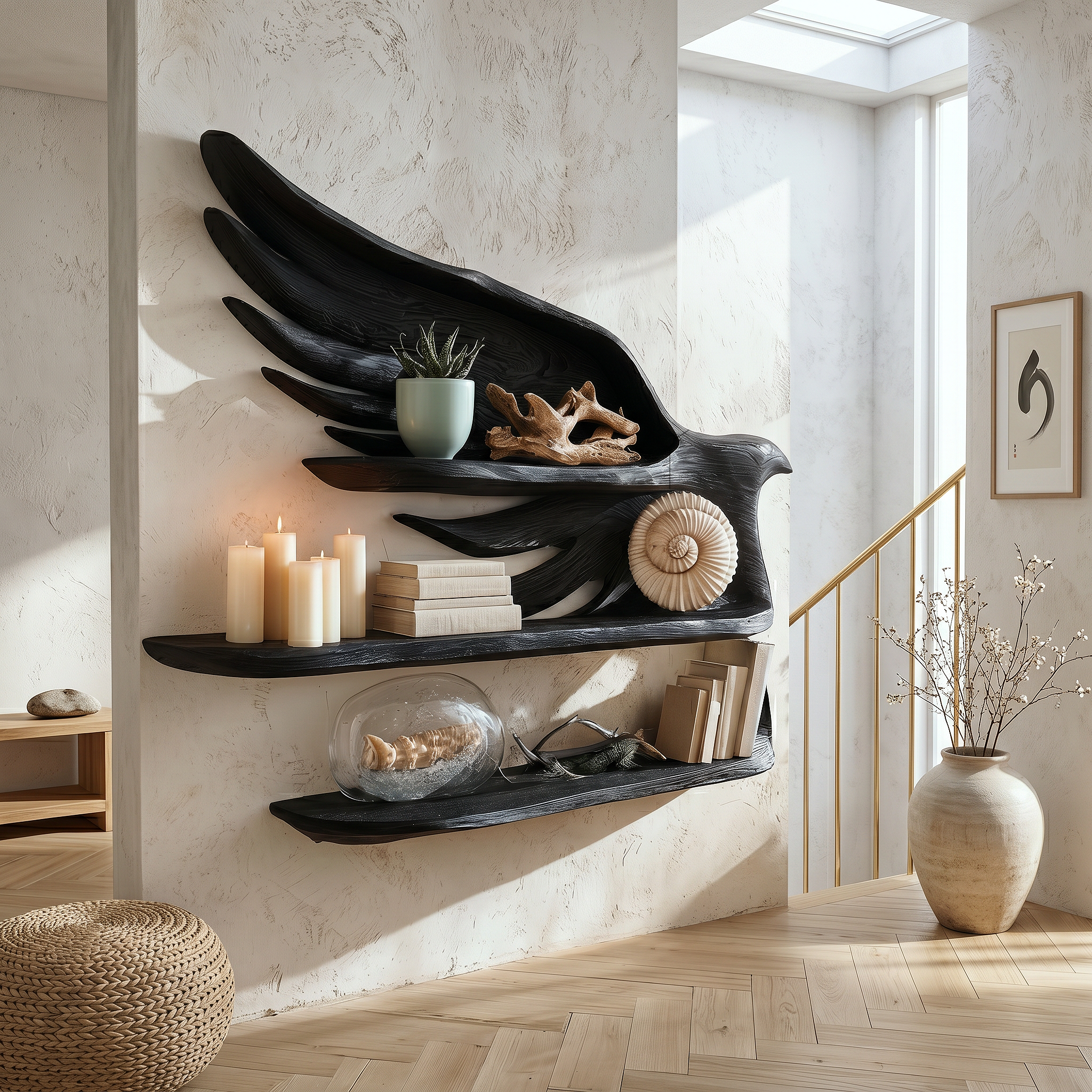 Handcrafted Wave Bookshelf With Artistic Curved Structure For Home Decor