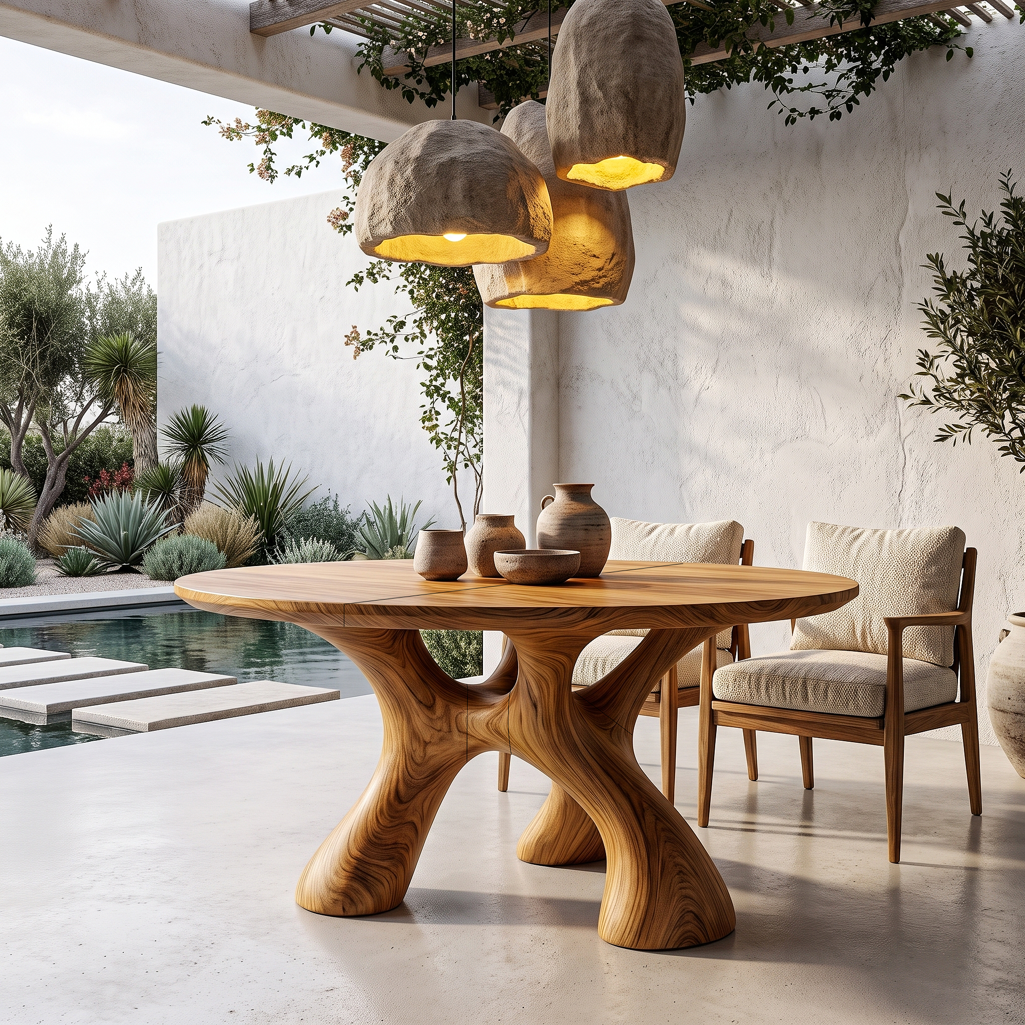 Organic Round Dining Table With Sculptural Infinity Design For Dining Room And Kitchen