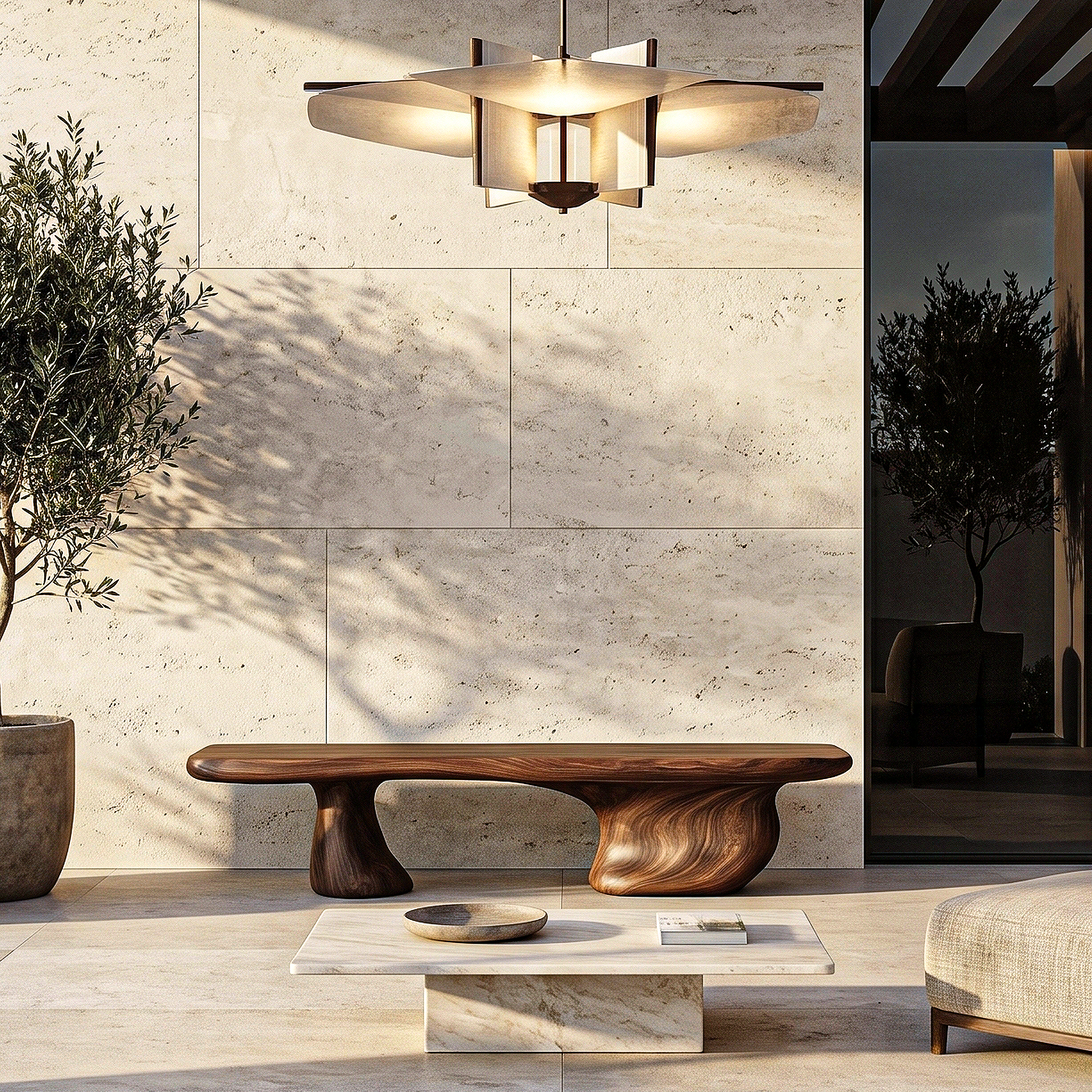 Rustic Wooden Bench Live Edge Design For Living Room Decor