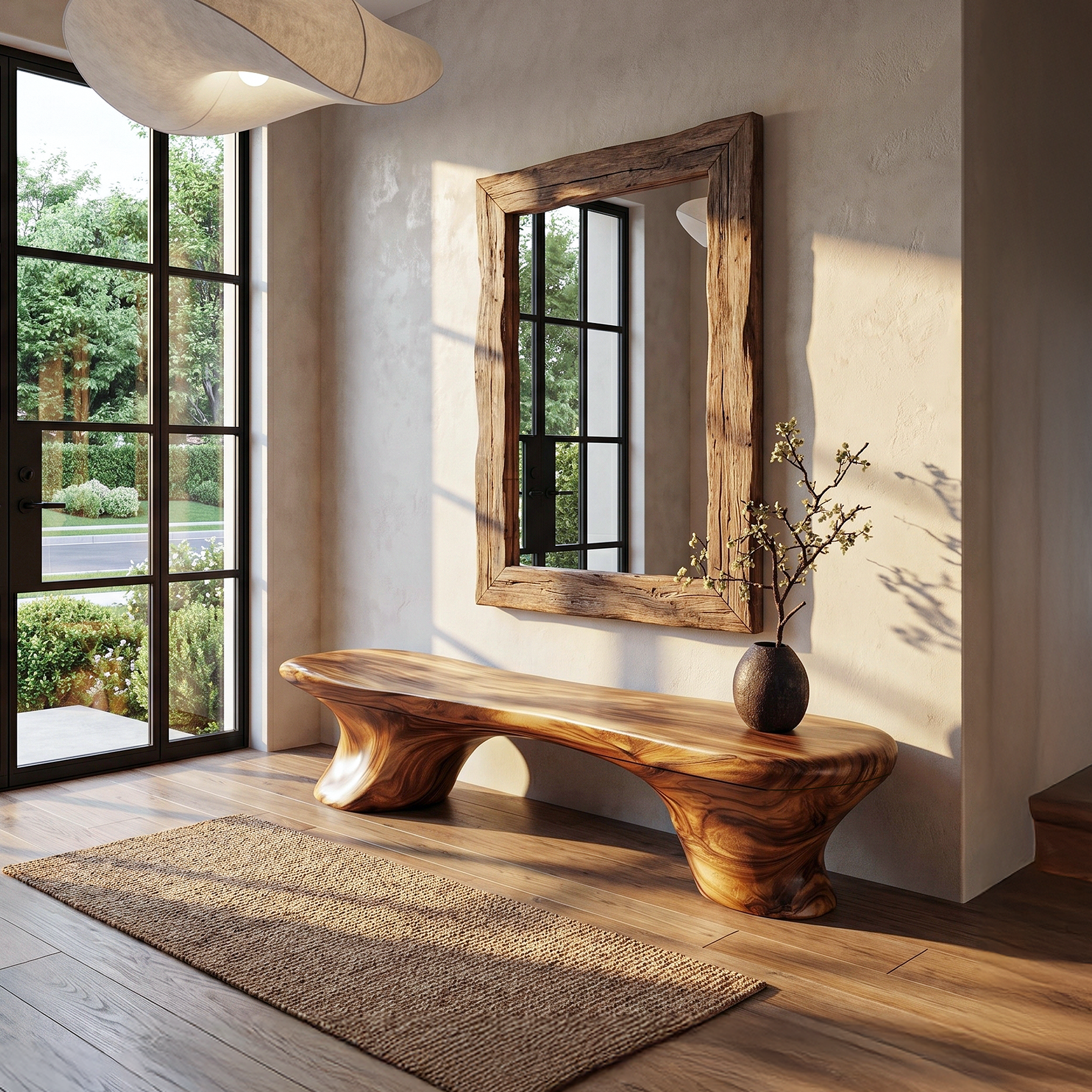 Organic Bench Natural Wood Accent Seating For Home