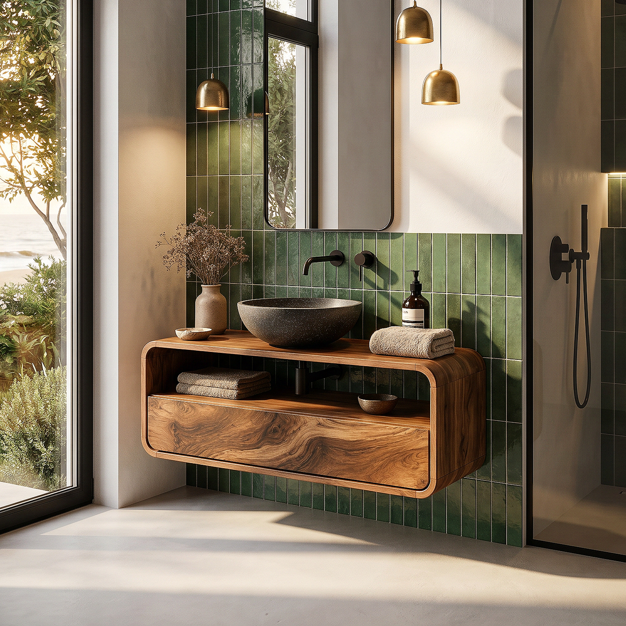 Rustic Floating Bathroom Vanity With Built In Storage Drawer For Bathroom