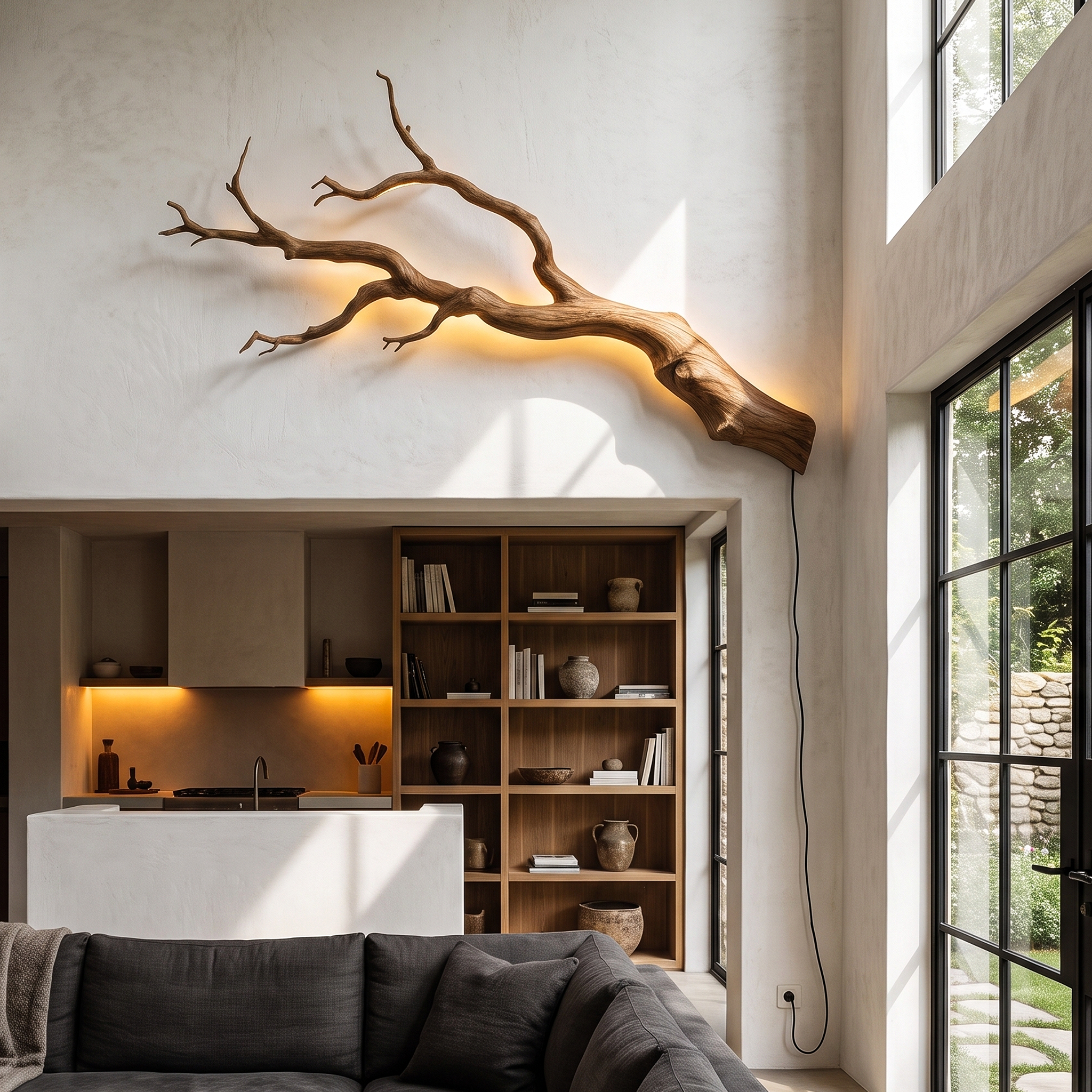 Organic Wall Lamp With Sculptural Tree Branch Design For Living Room