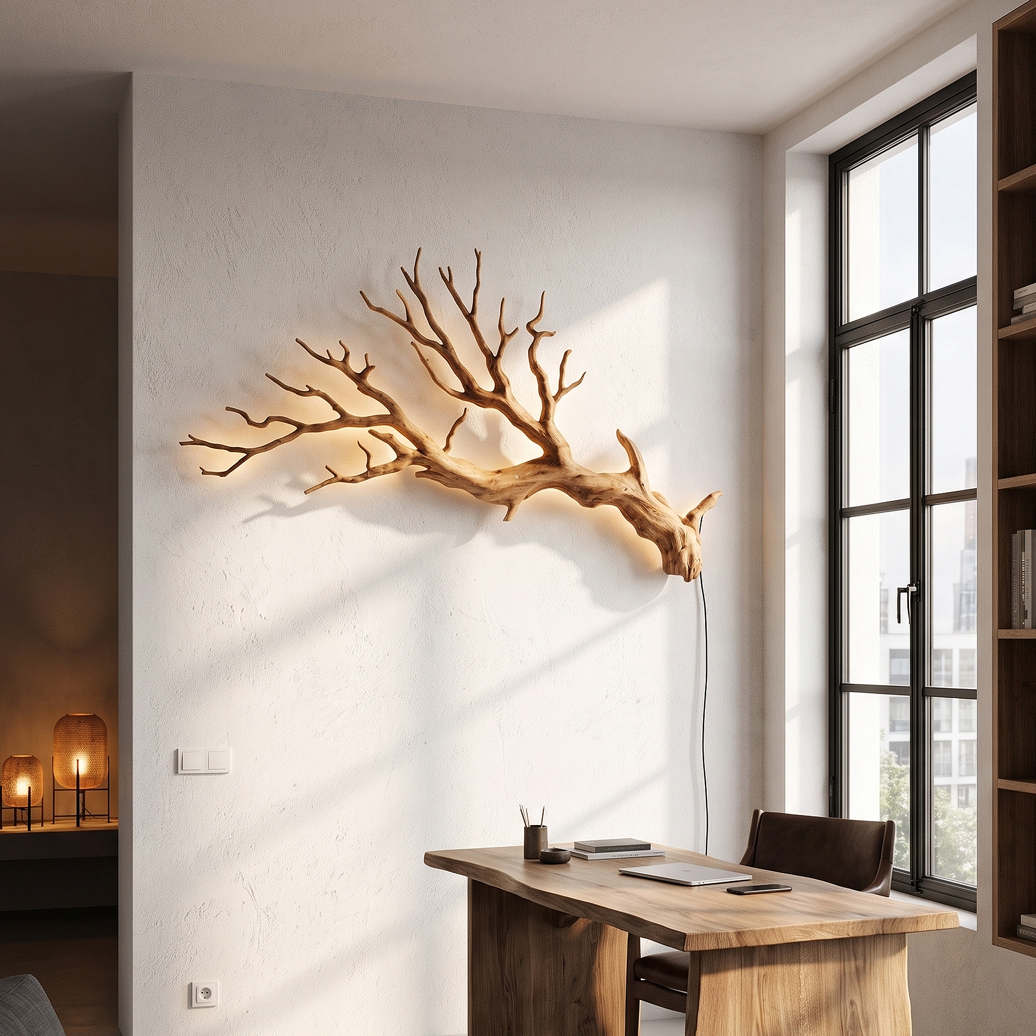 Sculptural Wall Light With Nature Inspired Tree Branch Design For Entryway