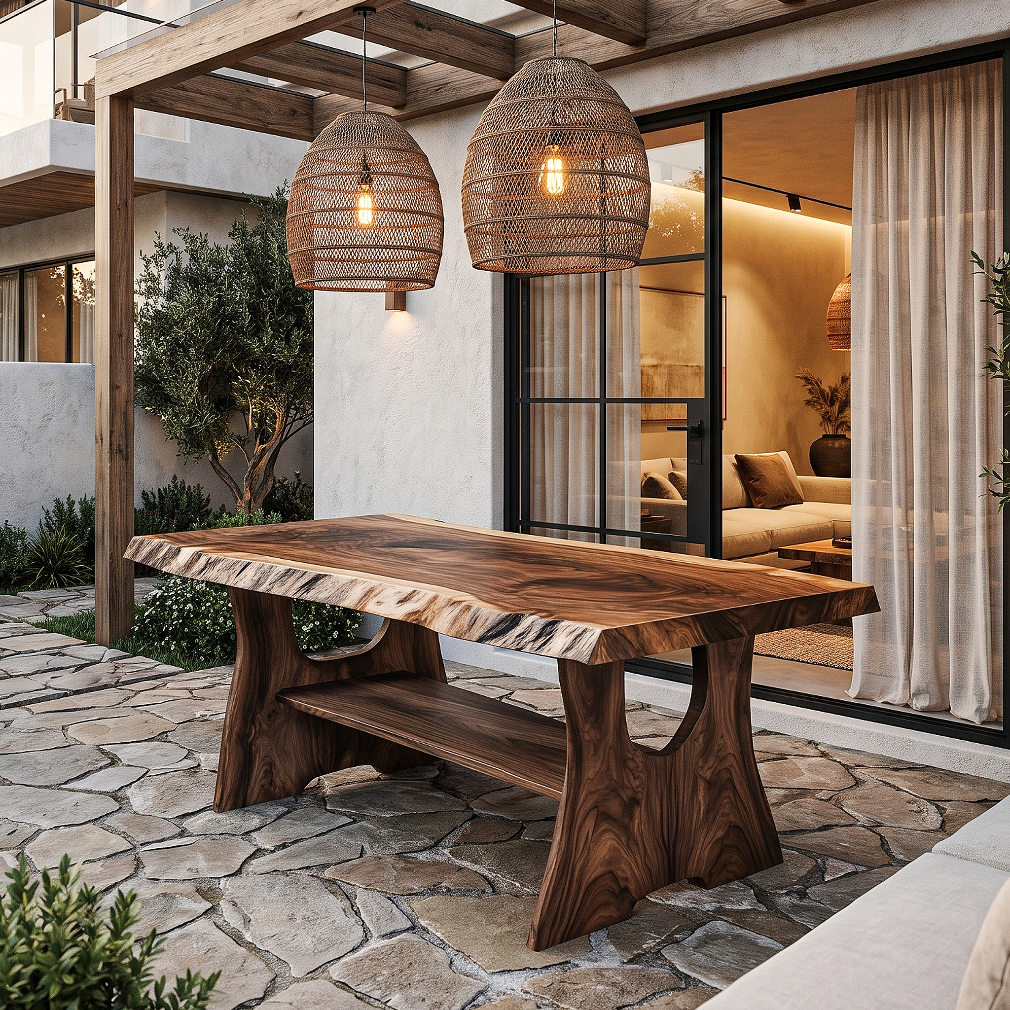 Rustic Live Edge Dining Table Solid Wood For Dining Room