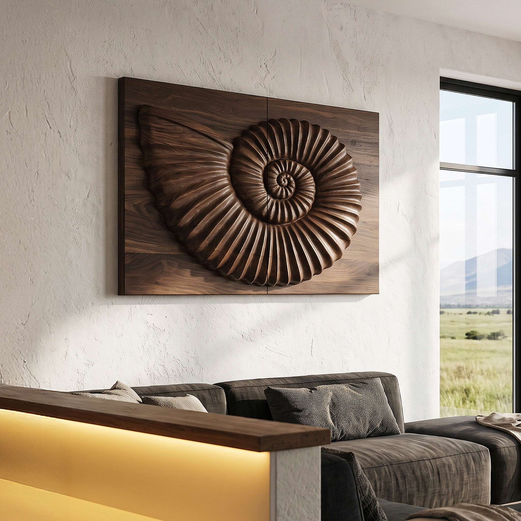Modern Ammonite Fossil Decorative Wall Panel For Living Room