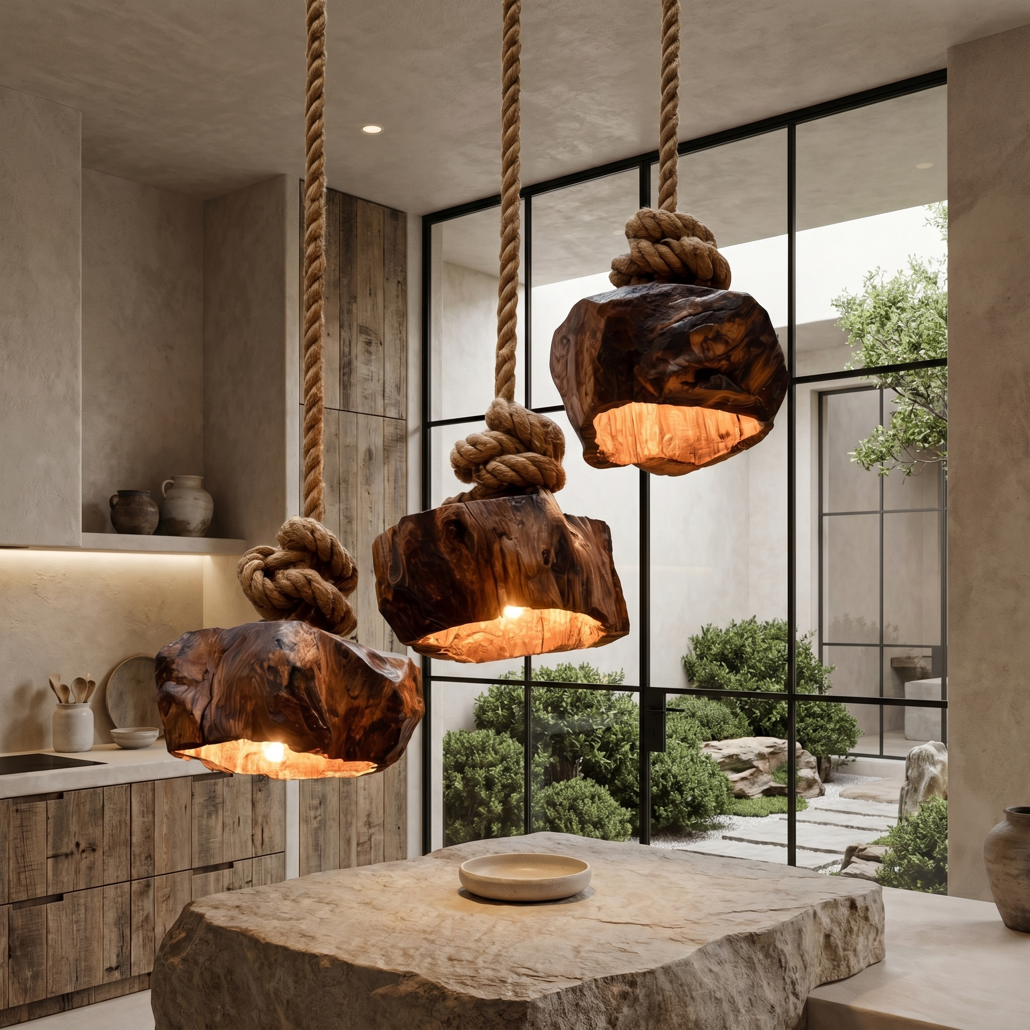 Rustic Organic Pendant Lamp For Dining Room And Kitchen