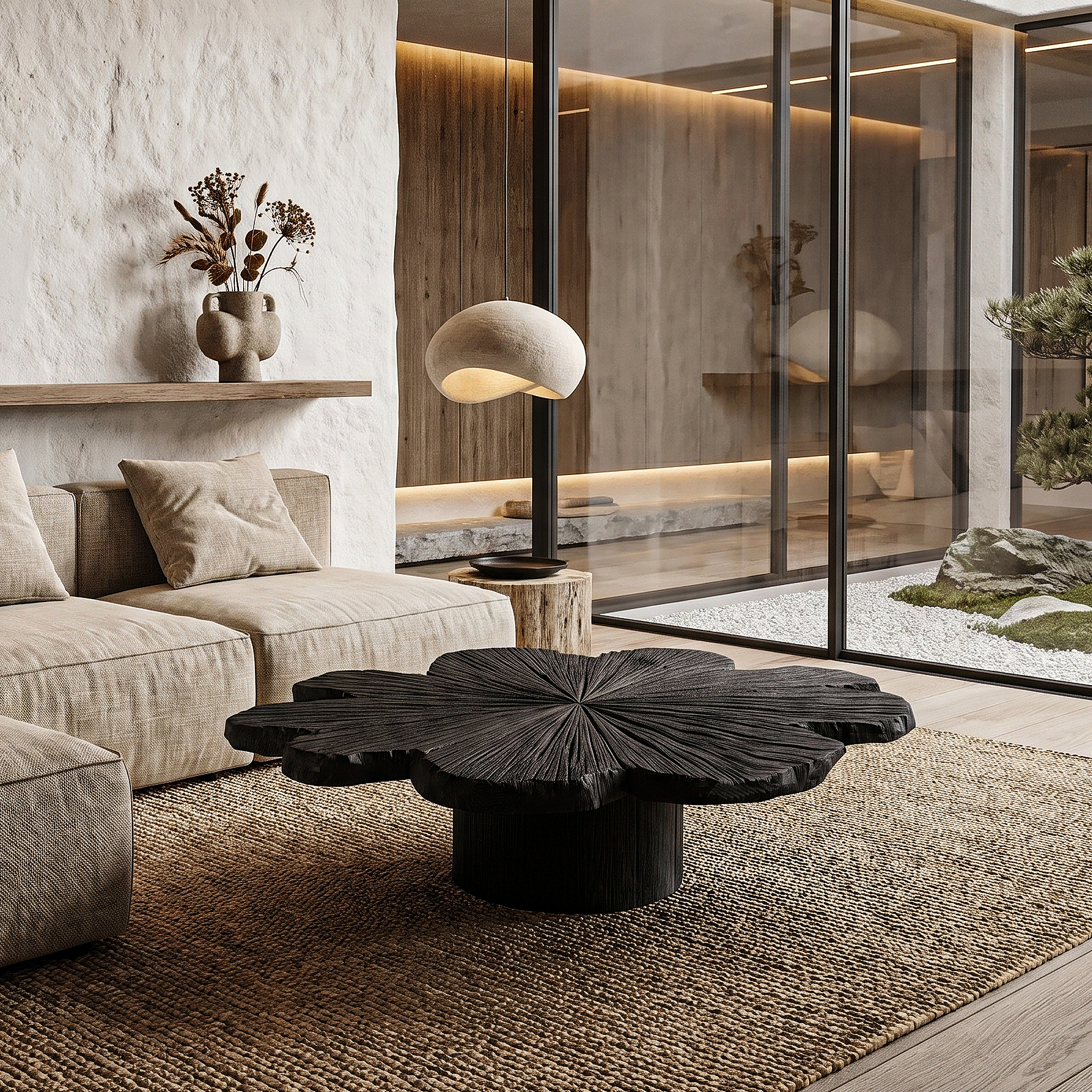 Modern Coffee Table With Sculptural Petal Inspired Design For Living Room